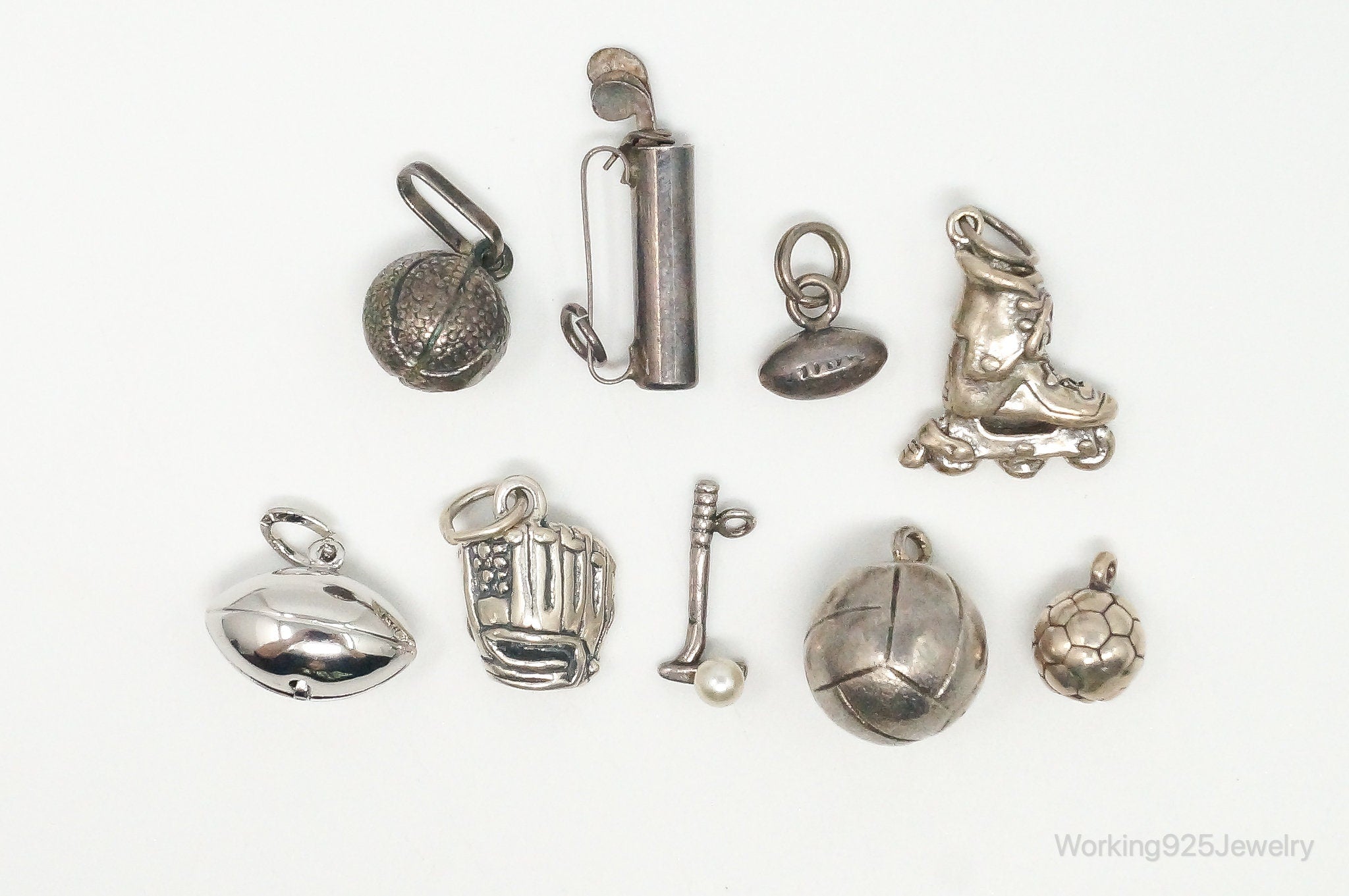 Vintage Sports Hobbies Sterling Silver Charms Lot