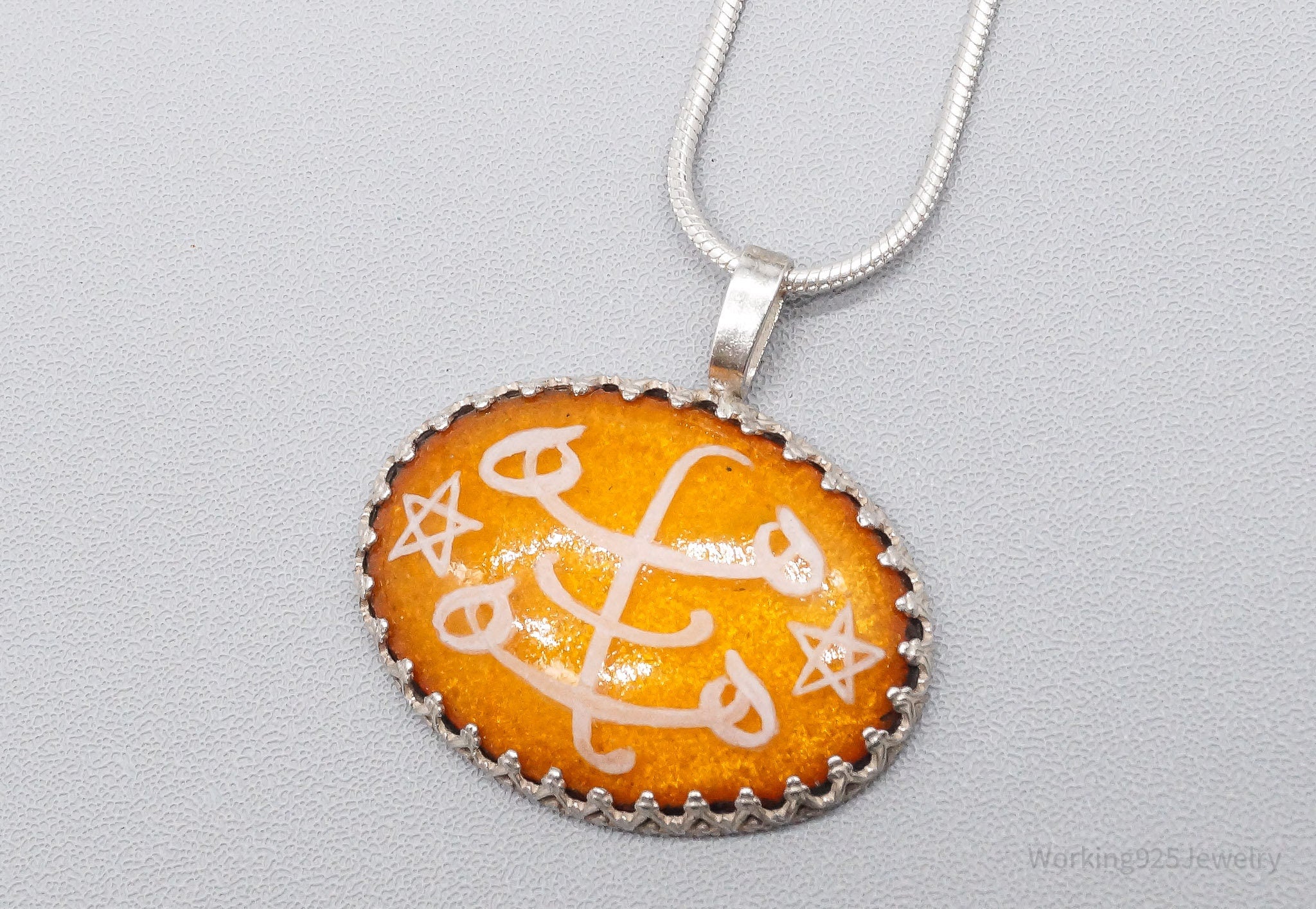 Vintage Glass Sterling Silver Necklace 20"