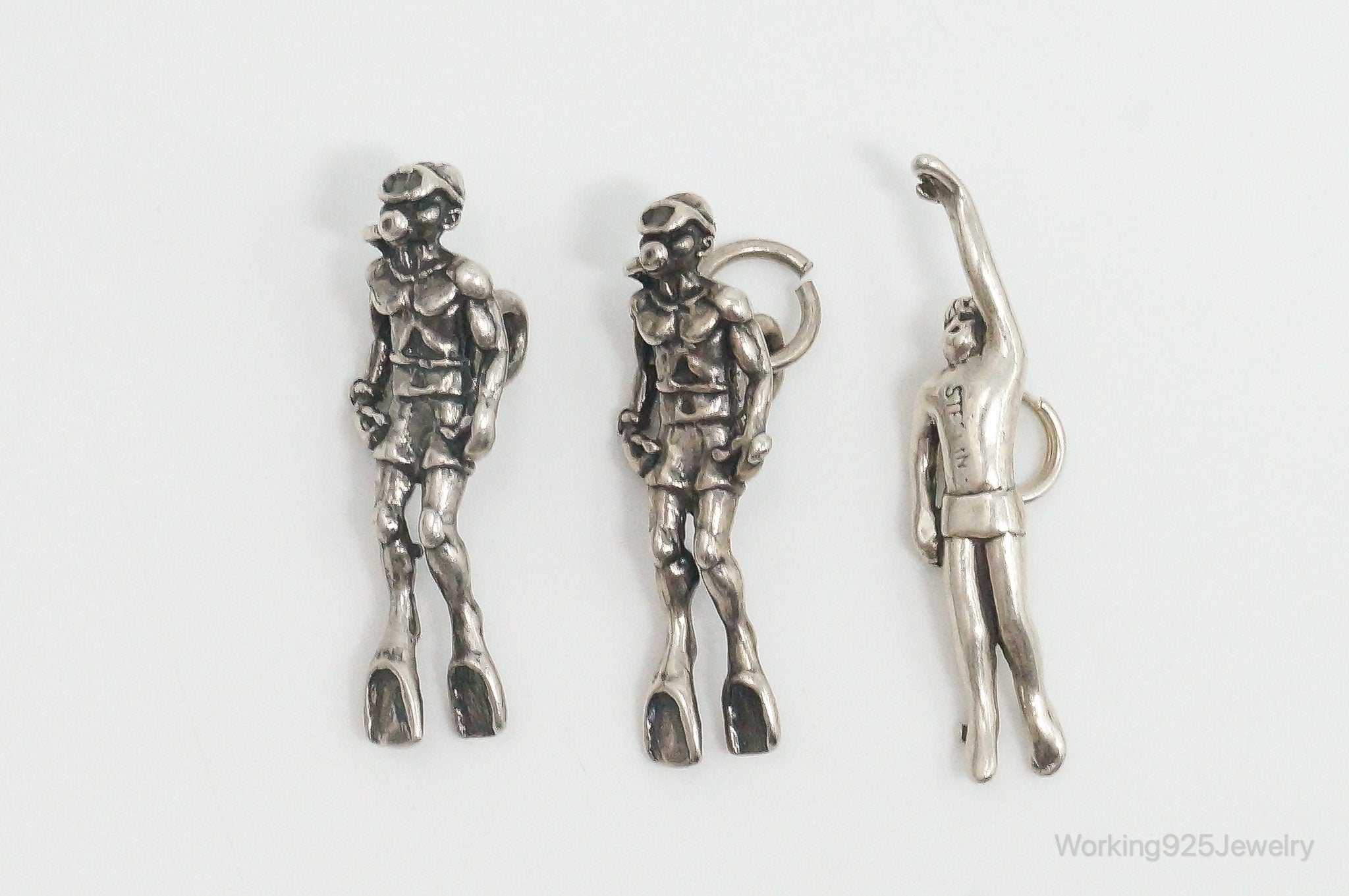 Vintage Swimming Scuba Diving Hobbies Sterling Silver Charms Lot