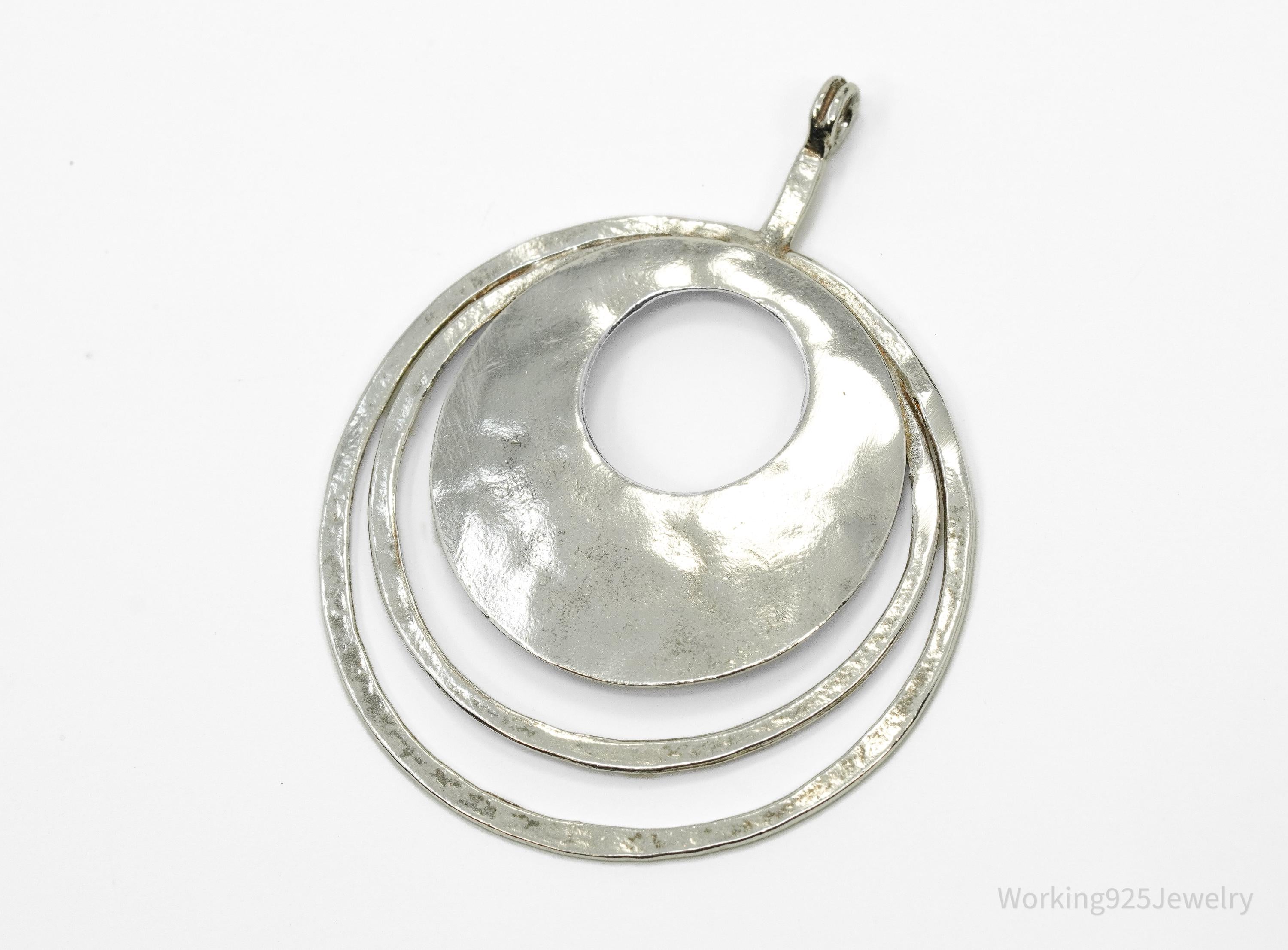 Silpada Retired "Perspectiva" Hammered Rings Sterling Silver Necklace Pendant