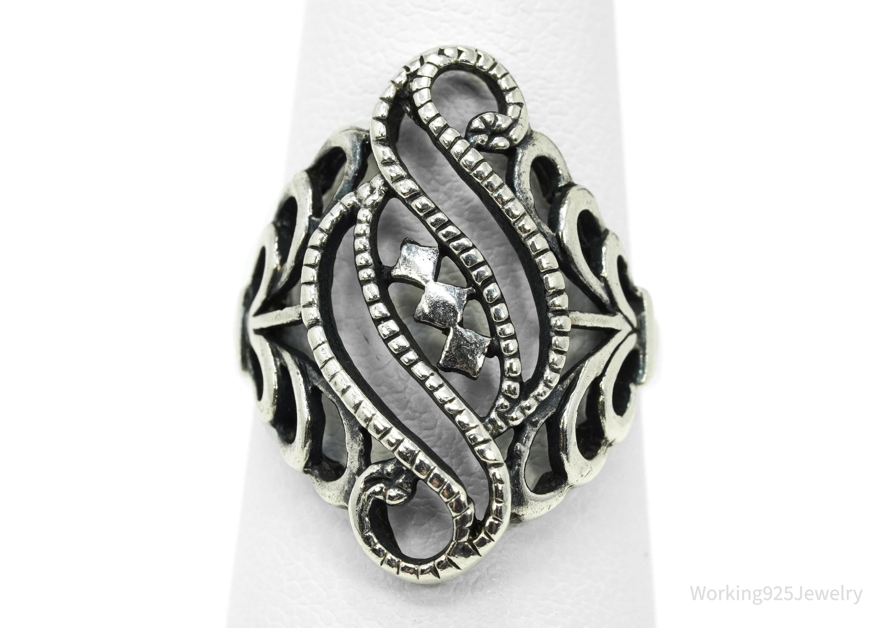 Vintage Filigree Sterling Silver Ring - Size 5.75