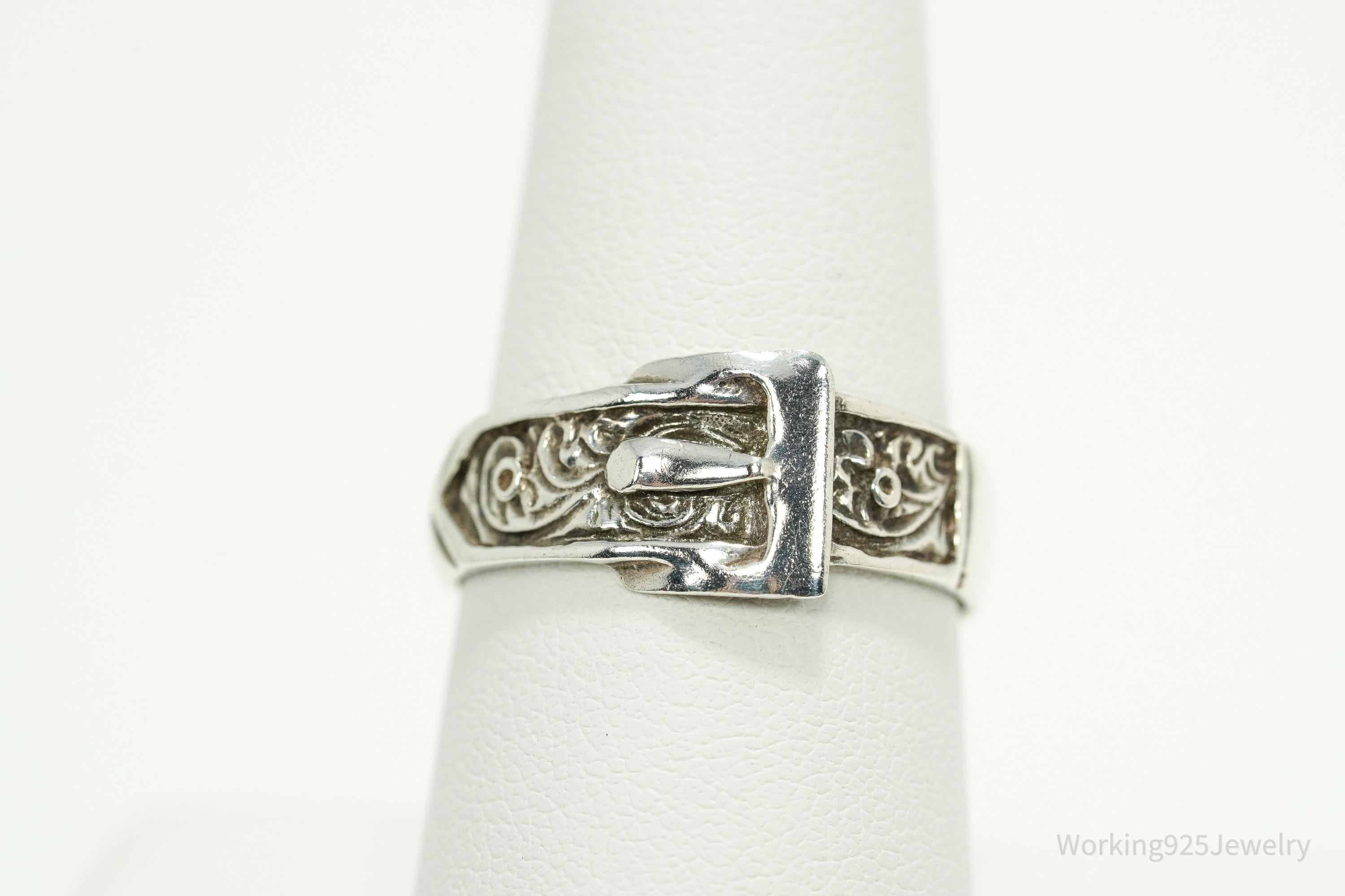 Vintage Belt Buckle Silver Ring Size 8.75