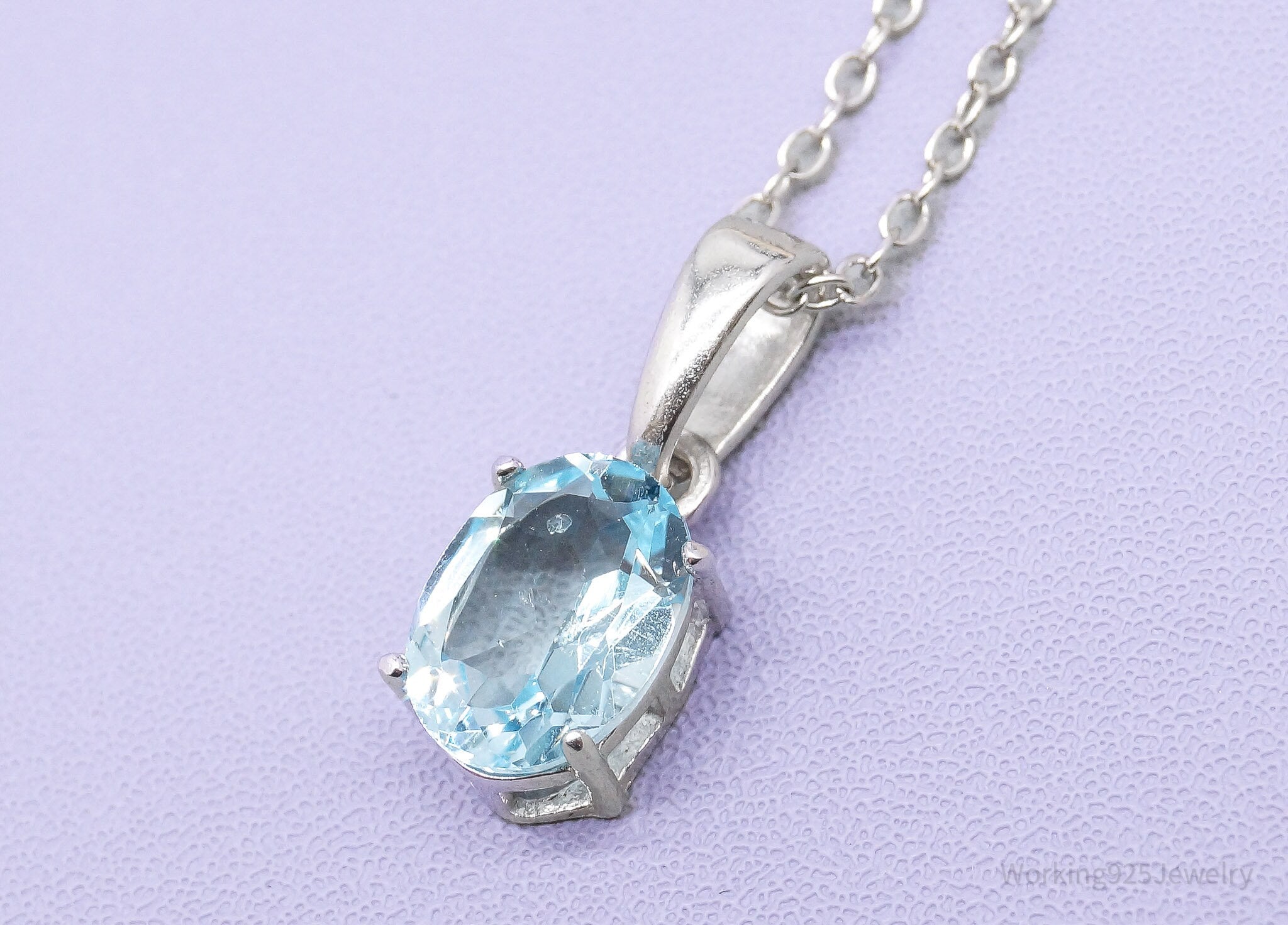 Vintage Blue Topaz Sterling Silver Necklace 18"