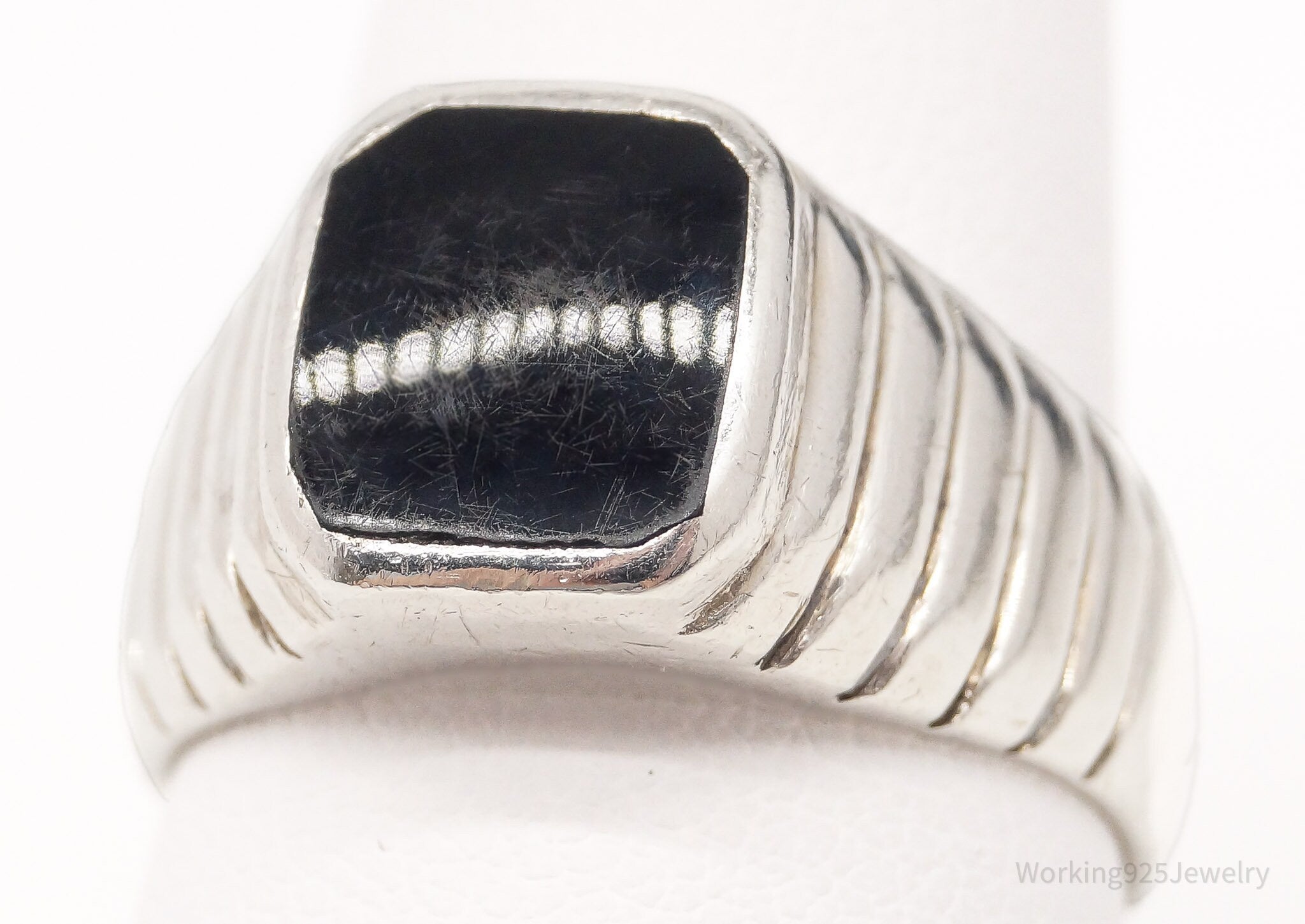 Vintage Black Onyx Sterling Silver Ring - Size 9