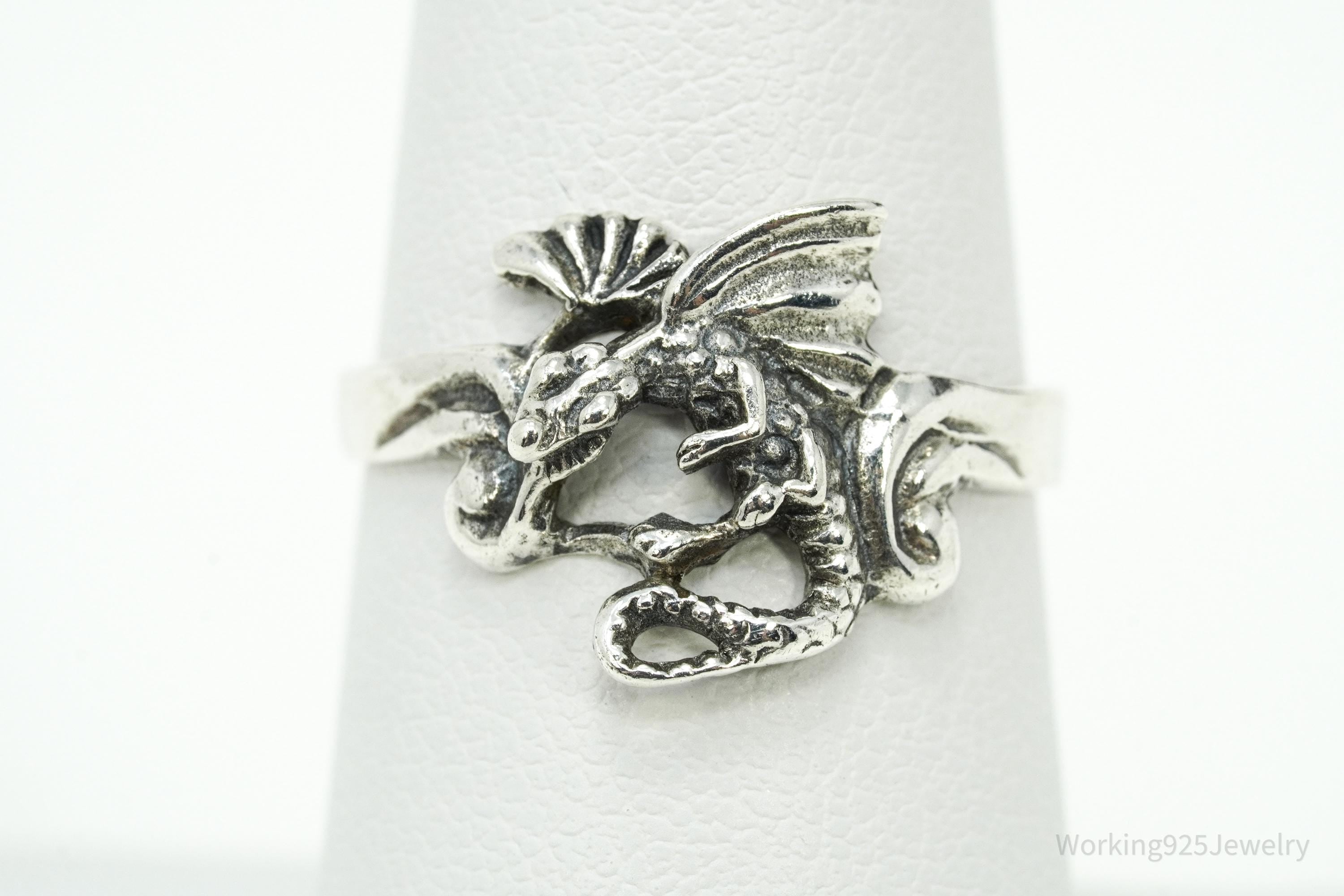Vintage Dragon Sterling Silver Ring - Size 7