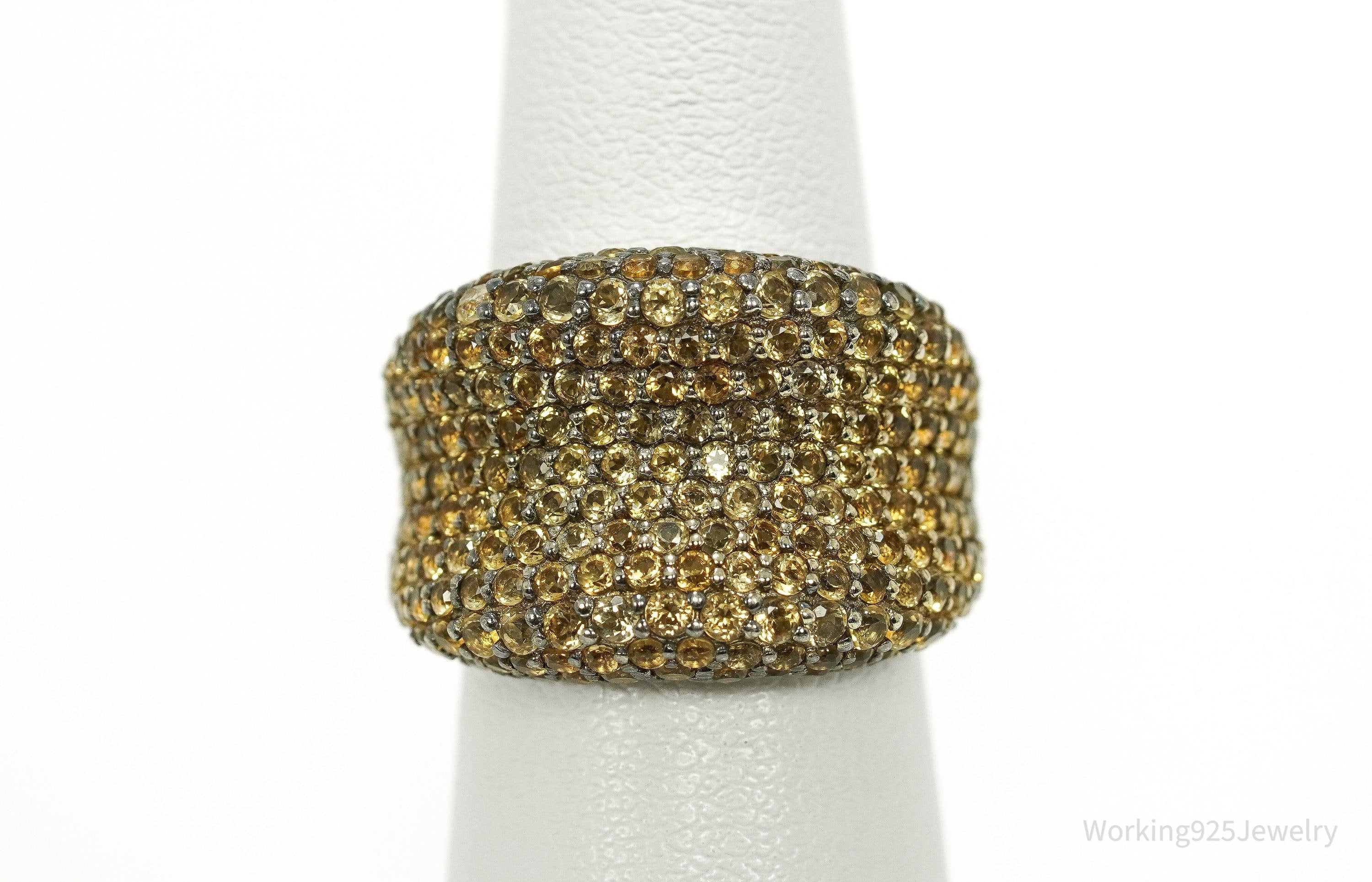 Vintage Citrine Sterling Silver Band Ring - Size 5