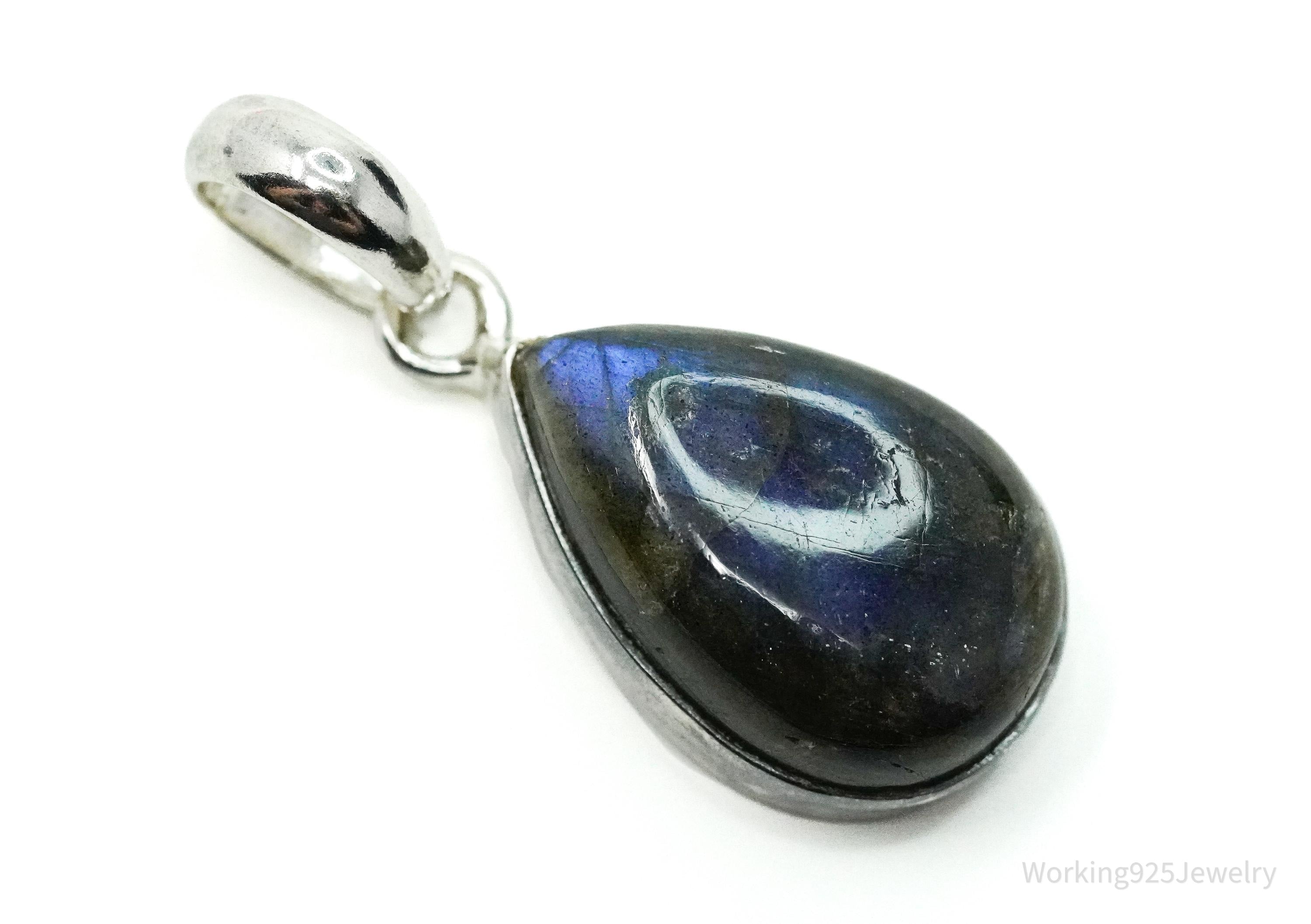 Vintage Labradorite Sterling Silver Necklace Pendant