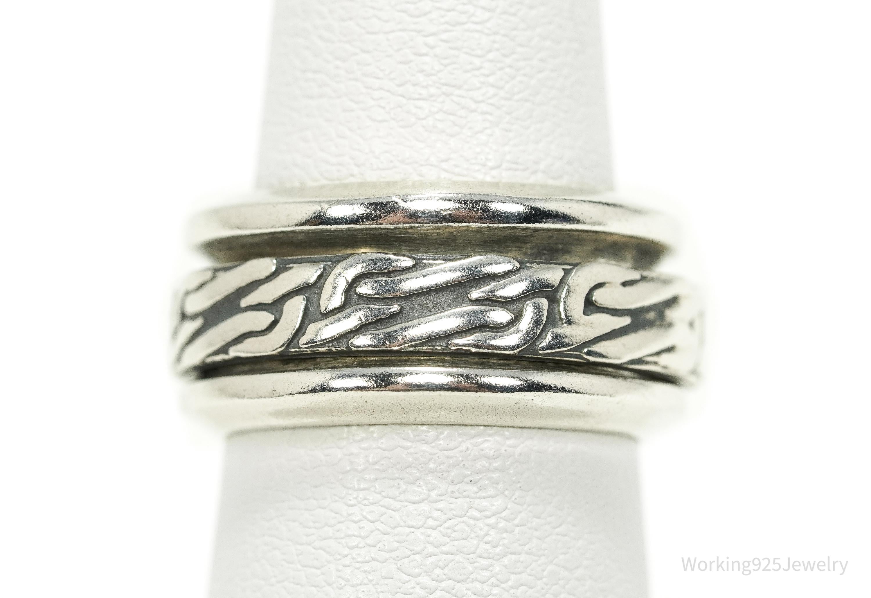 Vintage Celtic Knots Pattern Sterling Silver Spinner Band Ring - Size 6.5