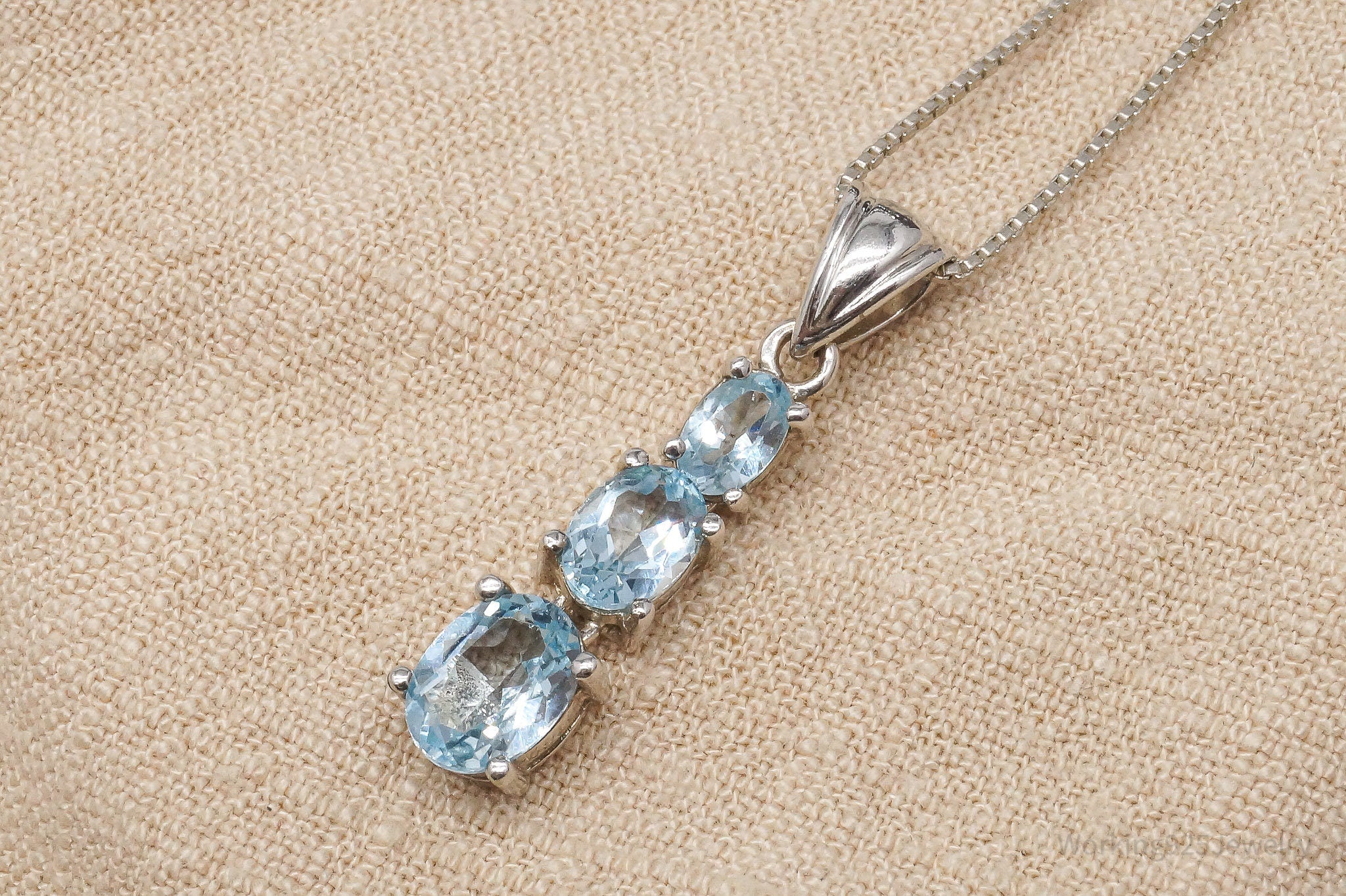 Vintage Blue Topaz Sterling Silver Necklace 18"