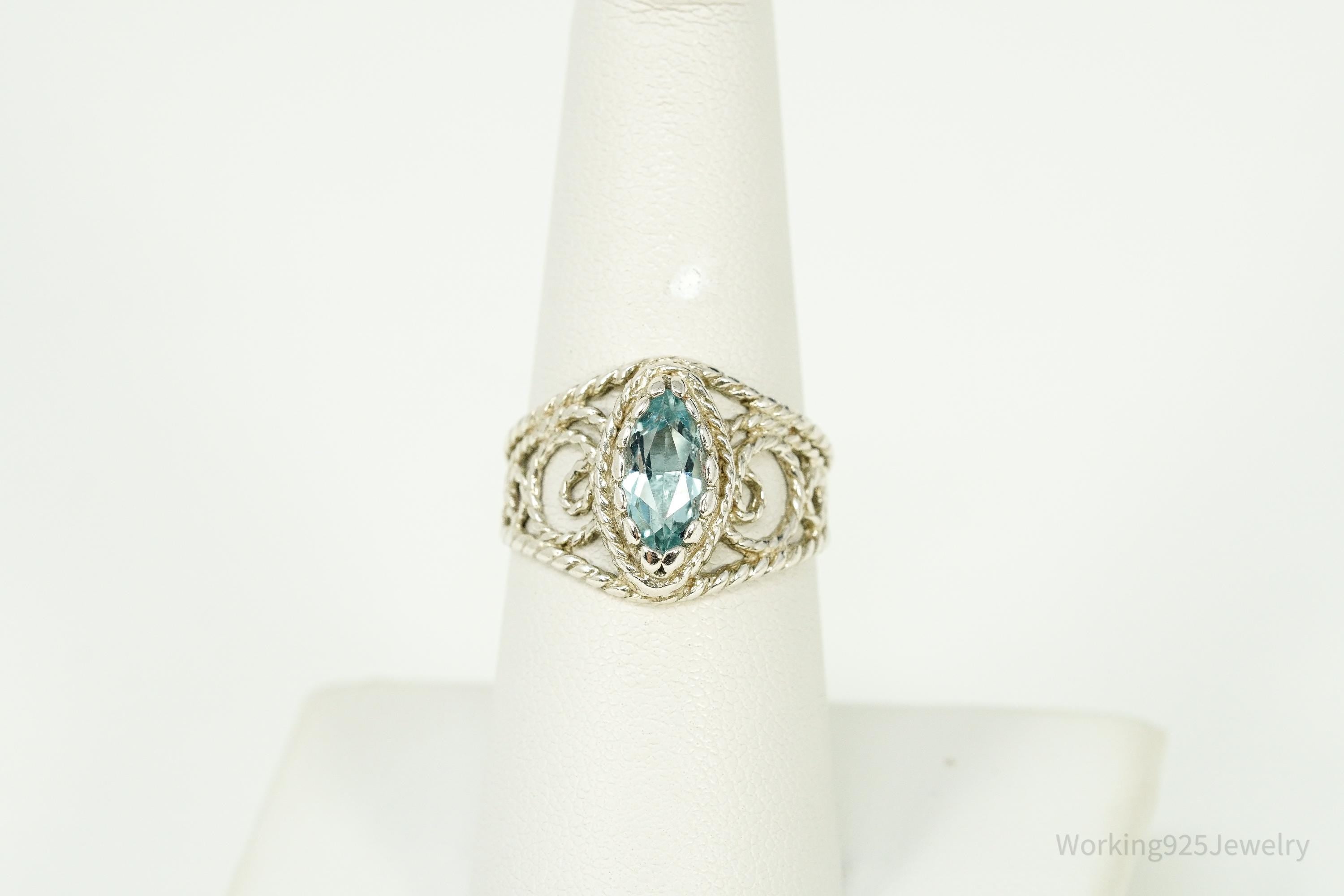 Vintage Blue Topaz Sterling Silver Ring - Size 7.25
