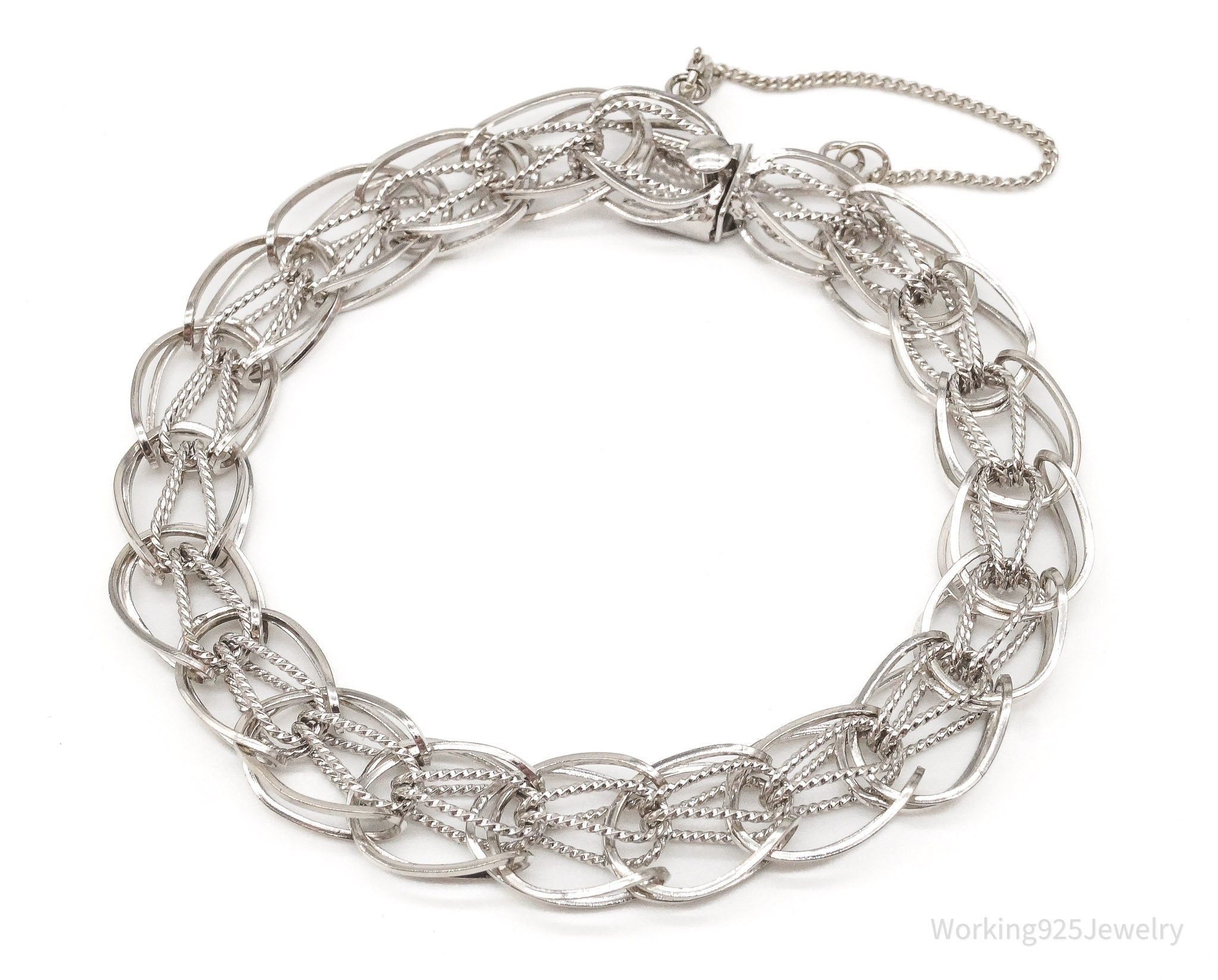 Vintage Sterling Silver Link Charm Bracelet | Working 925 Jewelry