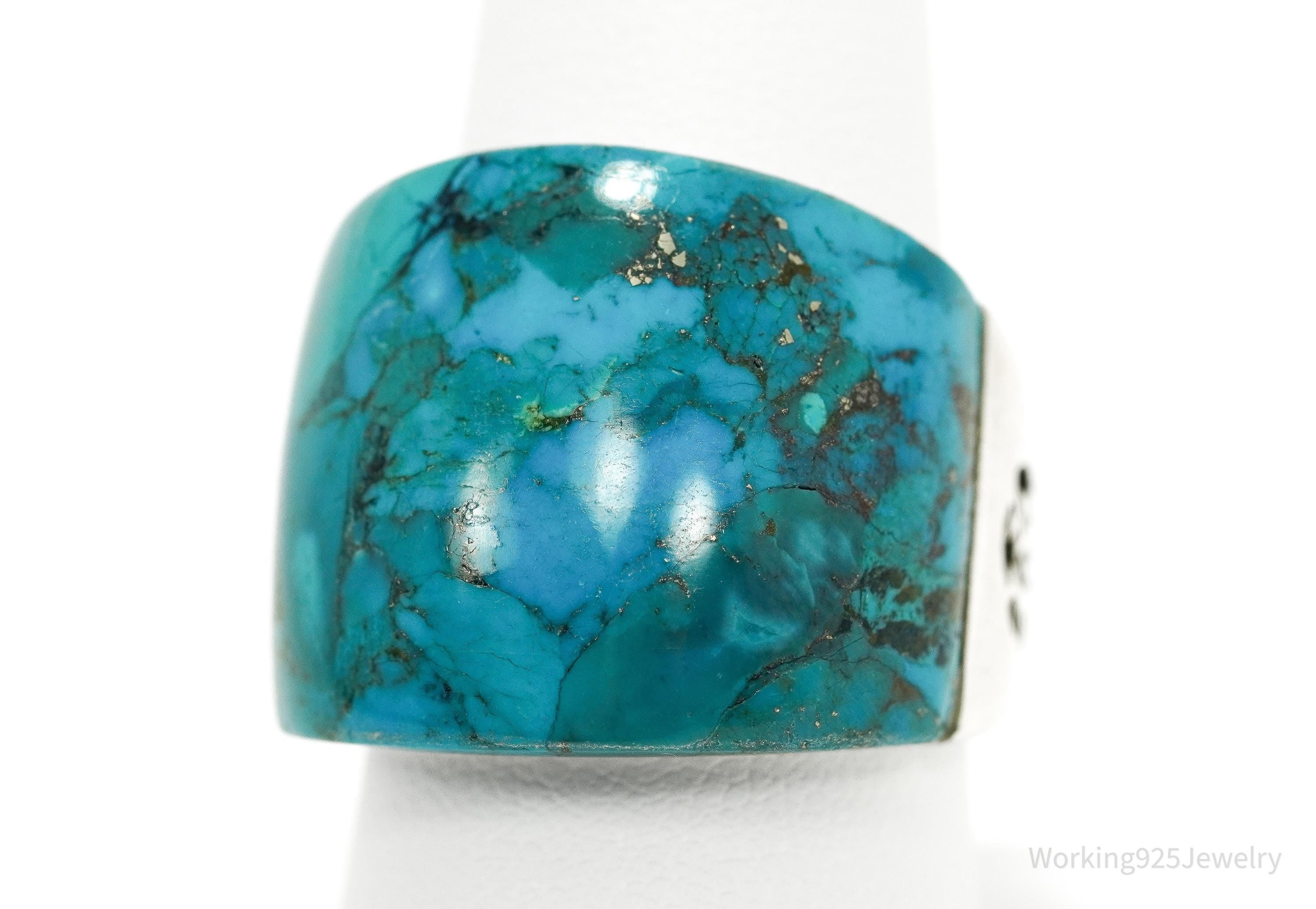 Designer Roz Kwan Turquoise Sterling Silver Ring - Size 9.25