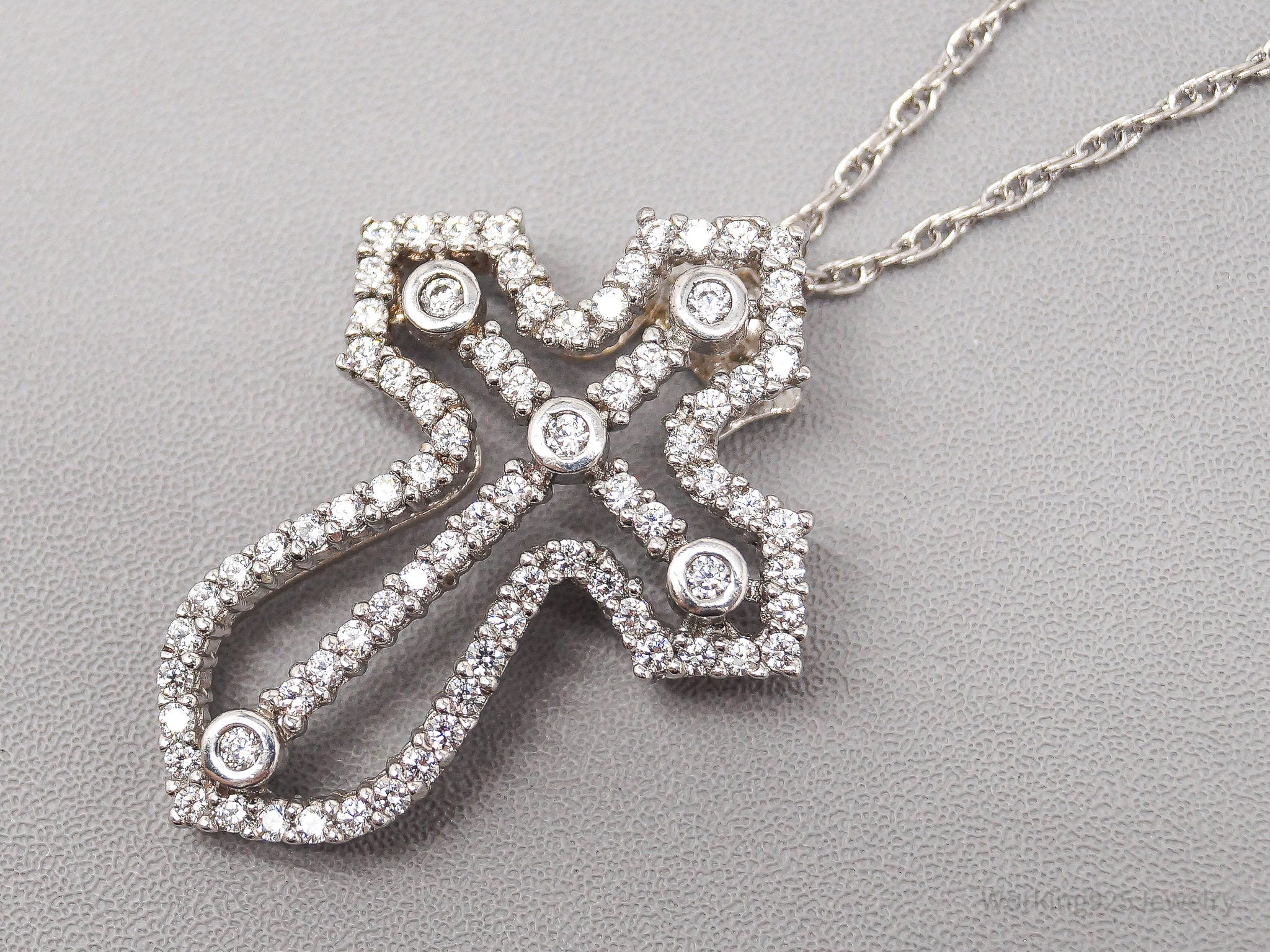 Designer Heng Ngai Cubic Zirconia Sterling Silver Cross Necklace