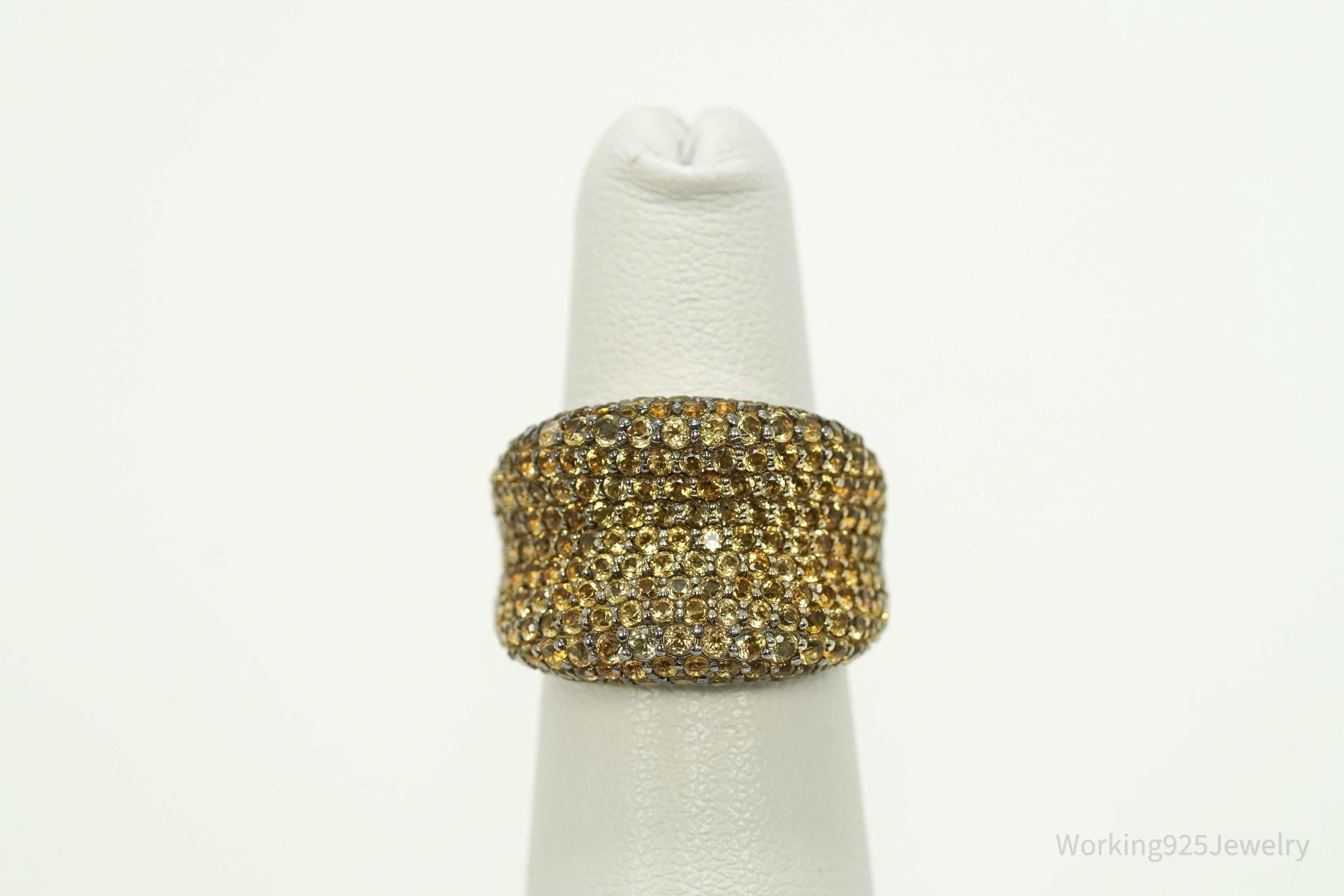 Vintage Citrine Sterling Silver Band Ring - Size 5