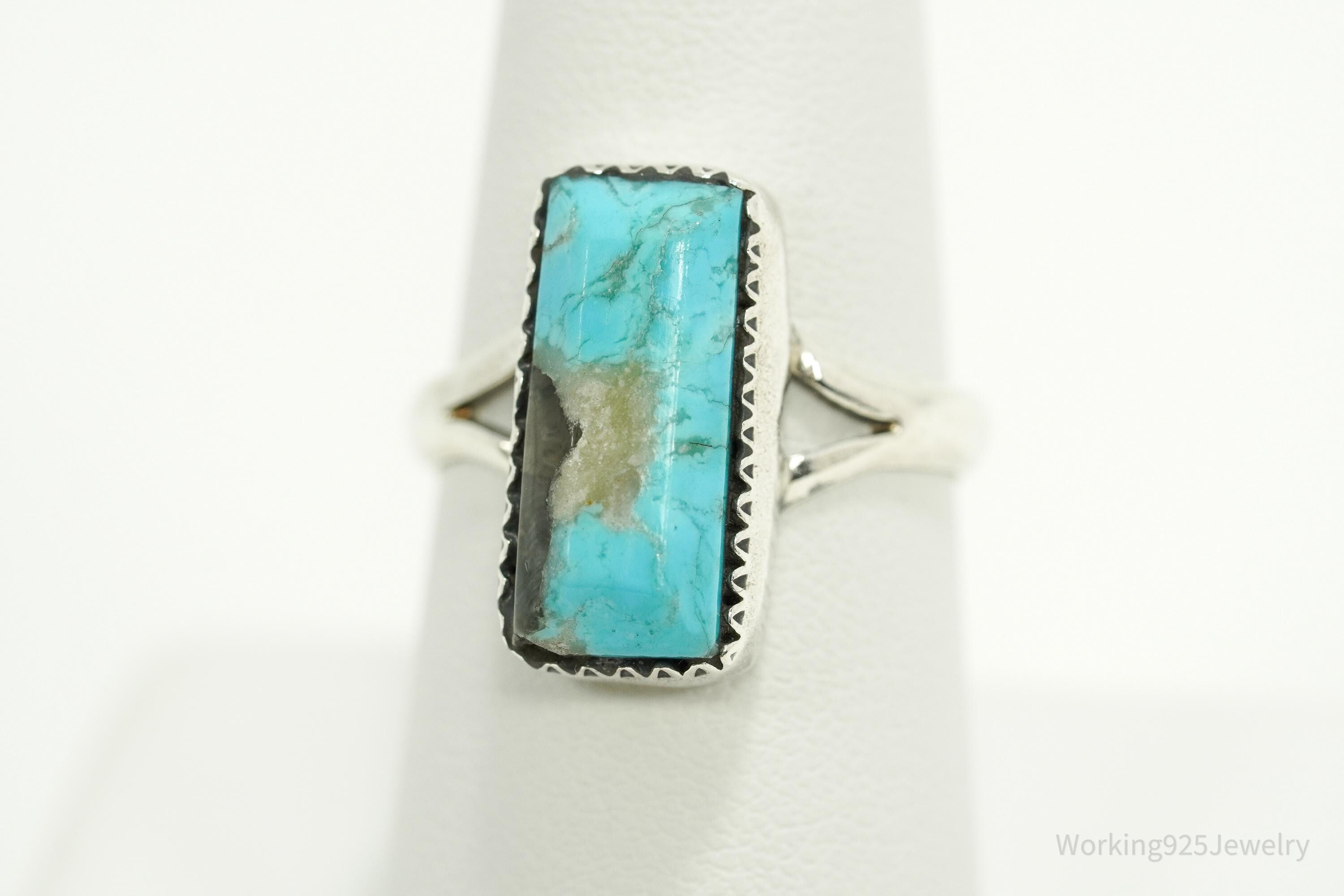 Vintage Mexican Turquoise 950 Silver Ring - Size 8.25