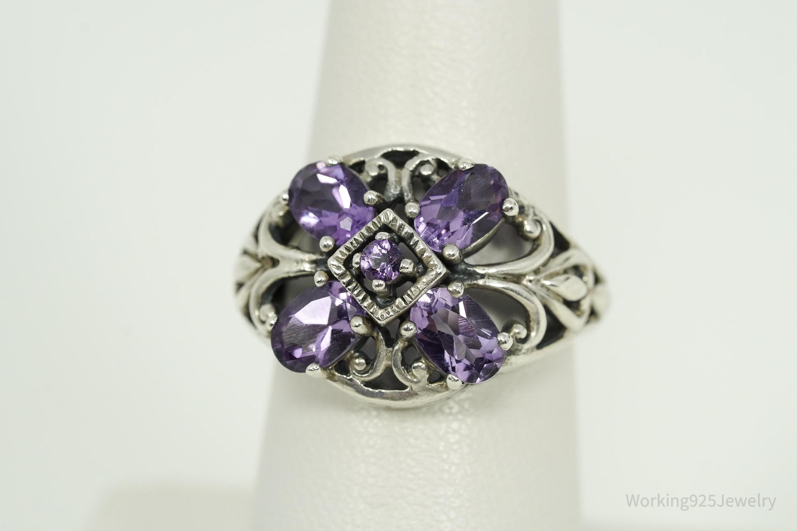 Vintage Amethyst Sterling Silver Ring - Size 7