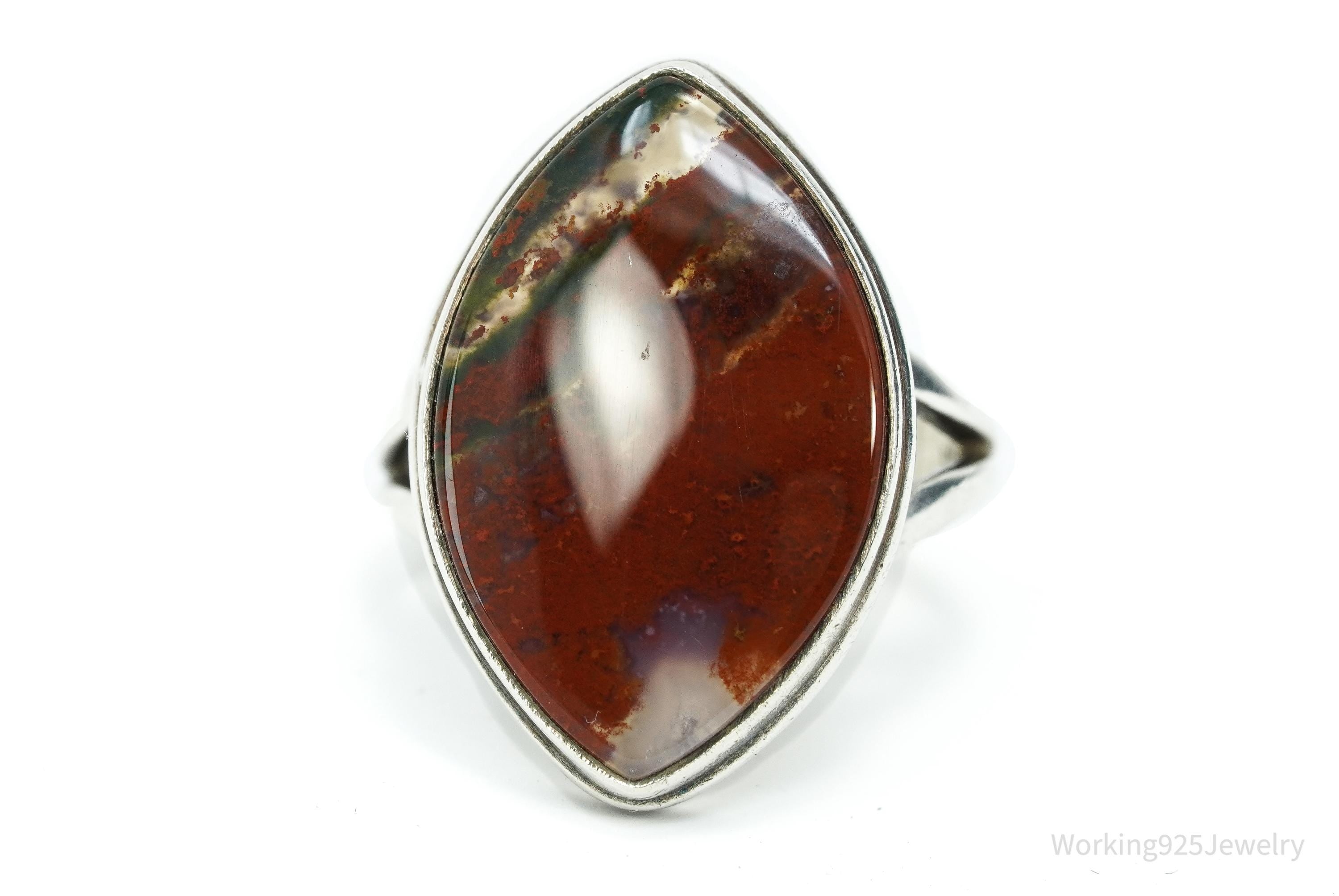 Vintage Agate Sterling Silver Ring - Size 9.75