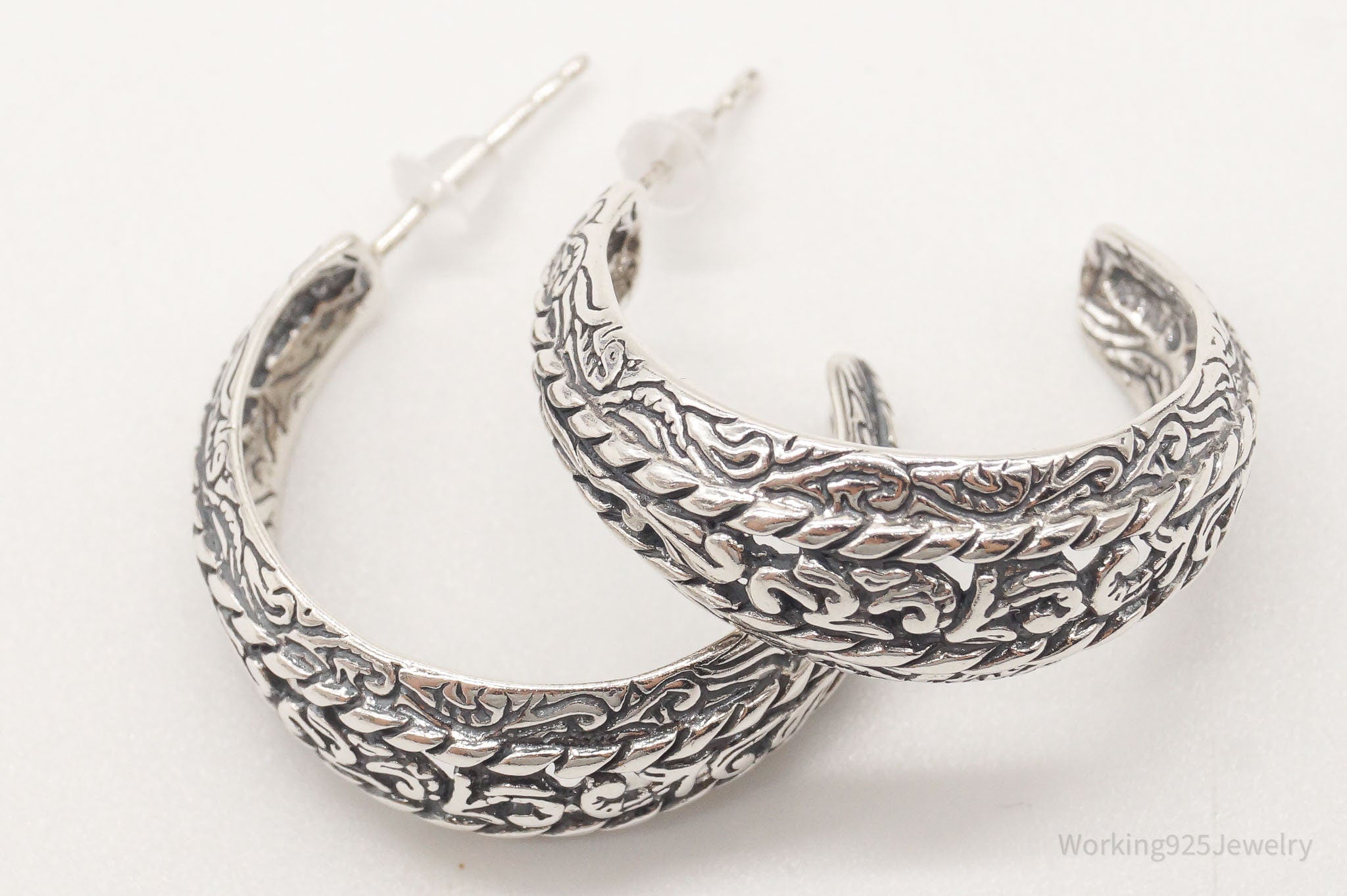 Western Designer Carolyn Pollack Sterling Silver Hoop Earrings