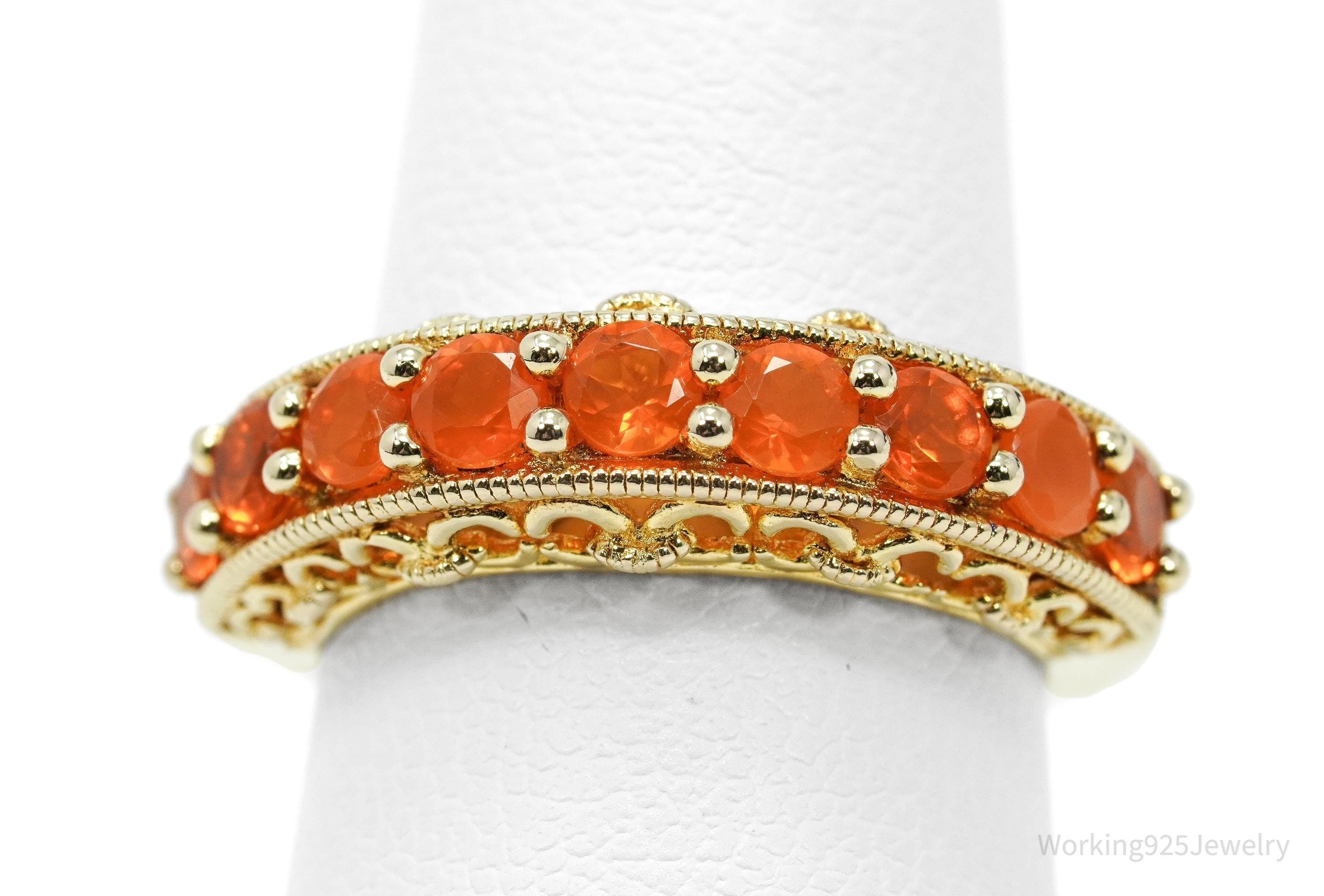 Fire Opal 18K Yellow Gold Over Sterling Silver Ring - Size 5