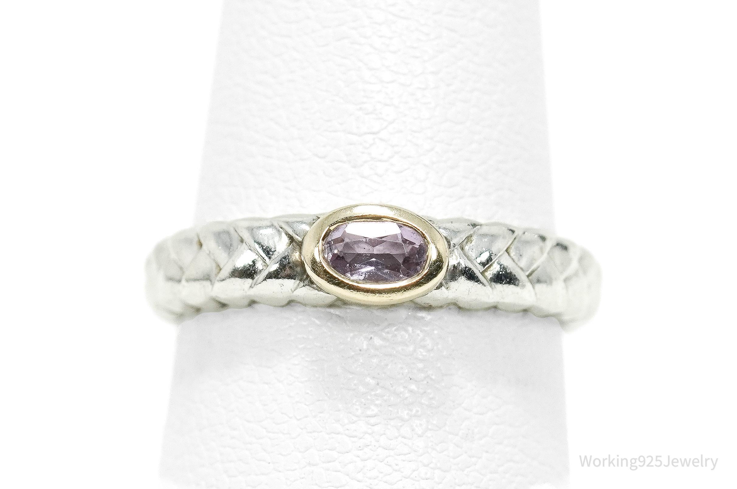 Vintage Alwand Vahan Amethyst 14K Gold & Sterling Silver Ring - Size 7