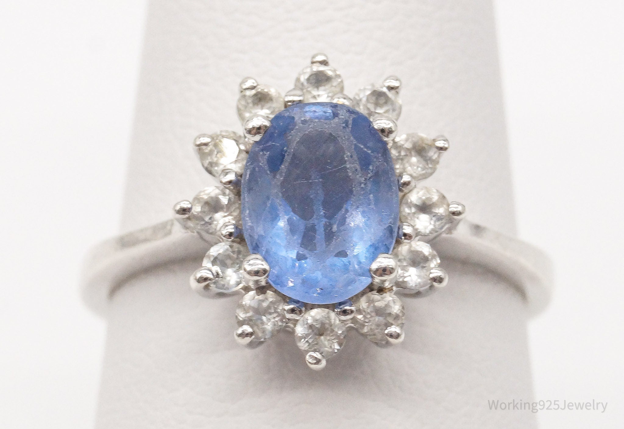 Vintage Designer TGGC Iolite Cubic Zirconia Sterling Silver Ring Size