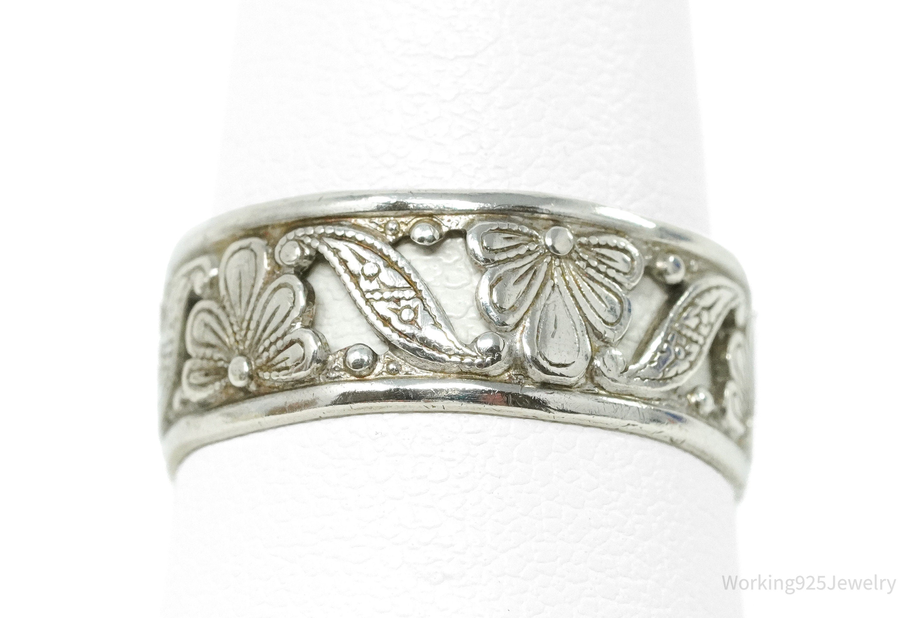 Antique Art Deco Sterling Silver Band Ring - Size 8.25