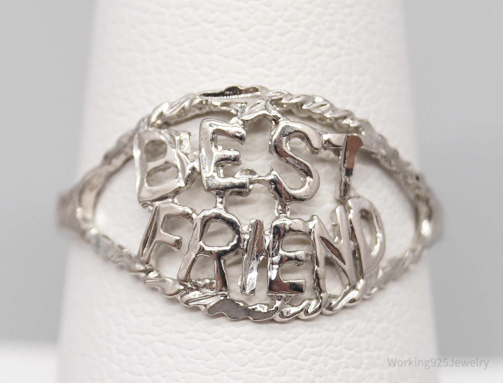 Vintage "Best Friends" Sterling Silver Ring - Size 8.25