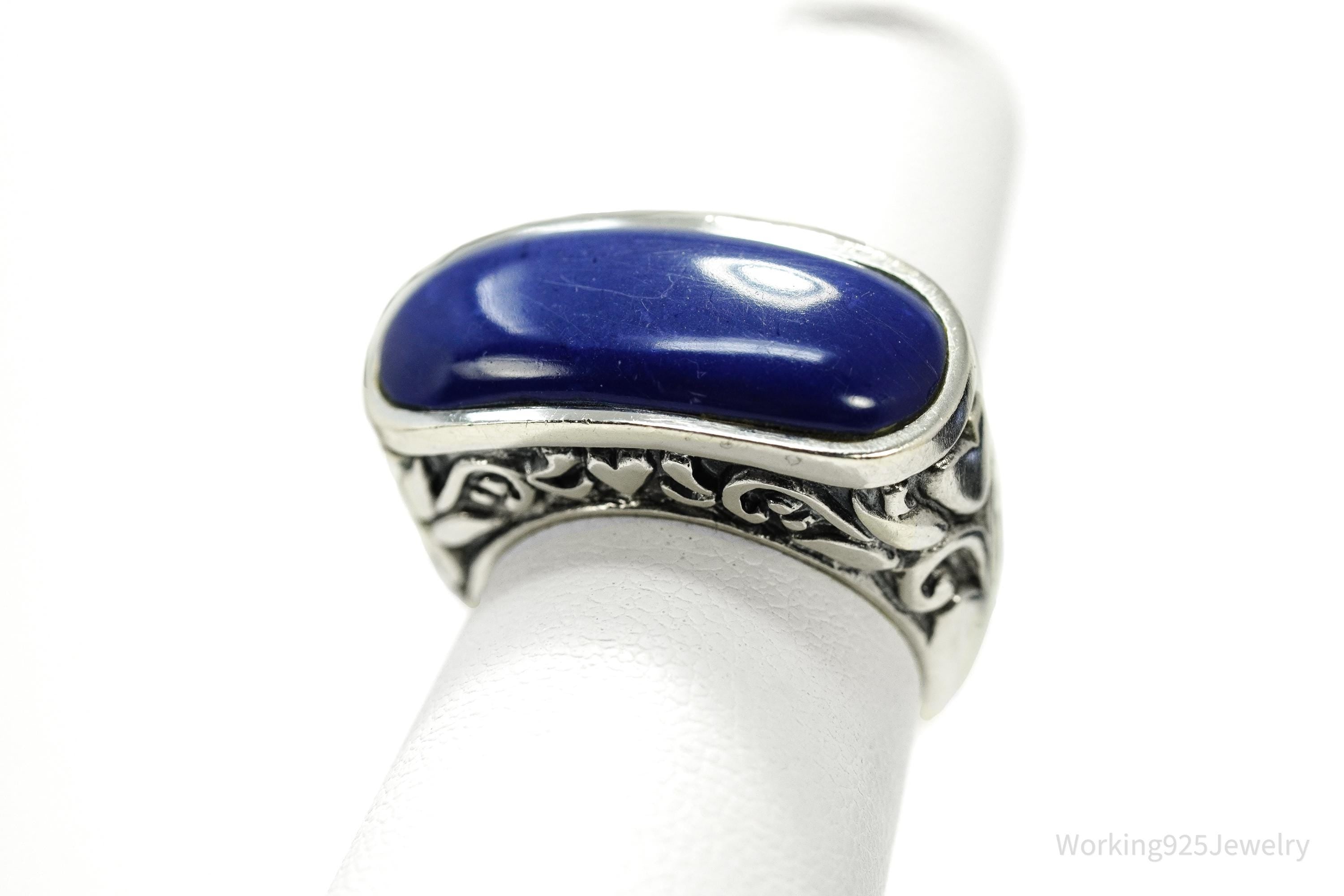 Vintage Lapis Lazuli Sterling Silver Ring Size 6.25