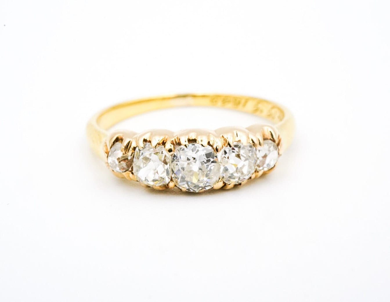 Victorian 14K Yellow Gold & Old Mine Cut Diamond Ring - Size 5 1/4