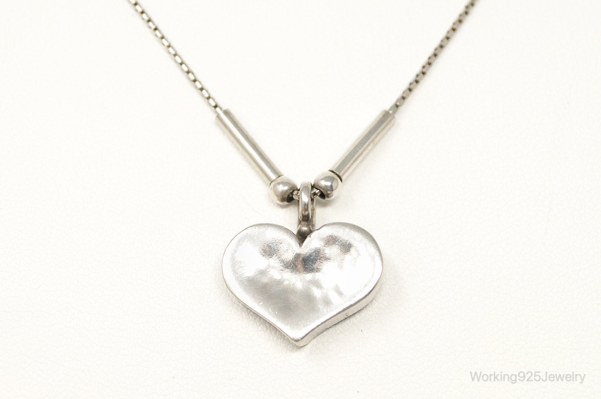 Vintage Designer Shablool Didae Heart Sterling Silver Necklace