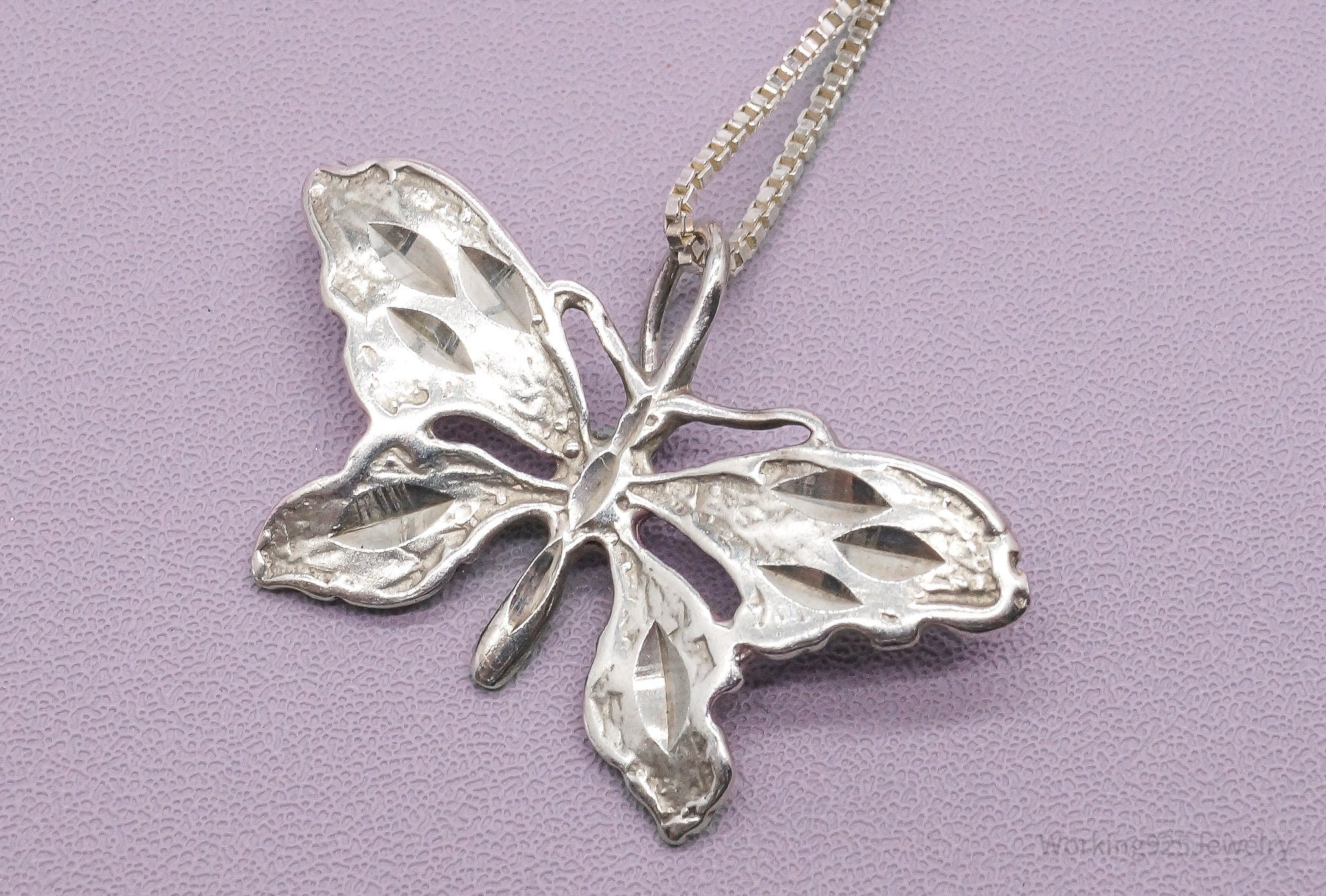 Vintage Butterfly Sterling Silver Necklace 16"