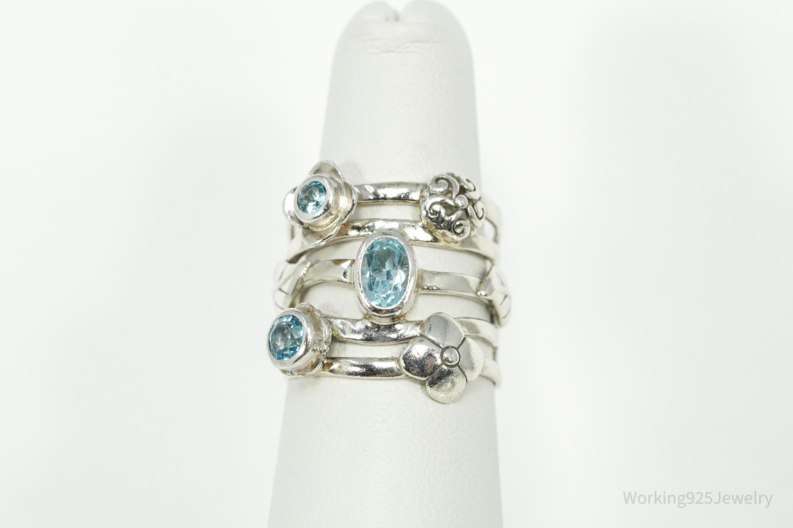 Vintage Janice Girardi Blue Topaz Sterling Silver Ring - Size 6.25