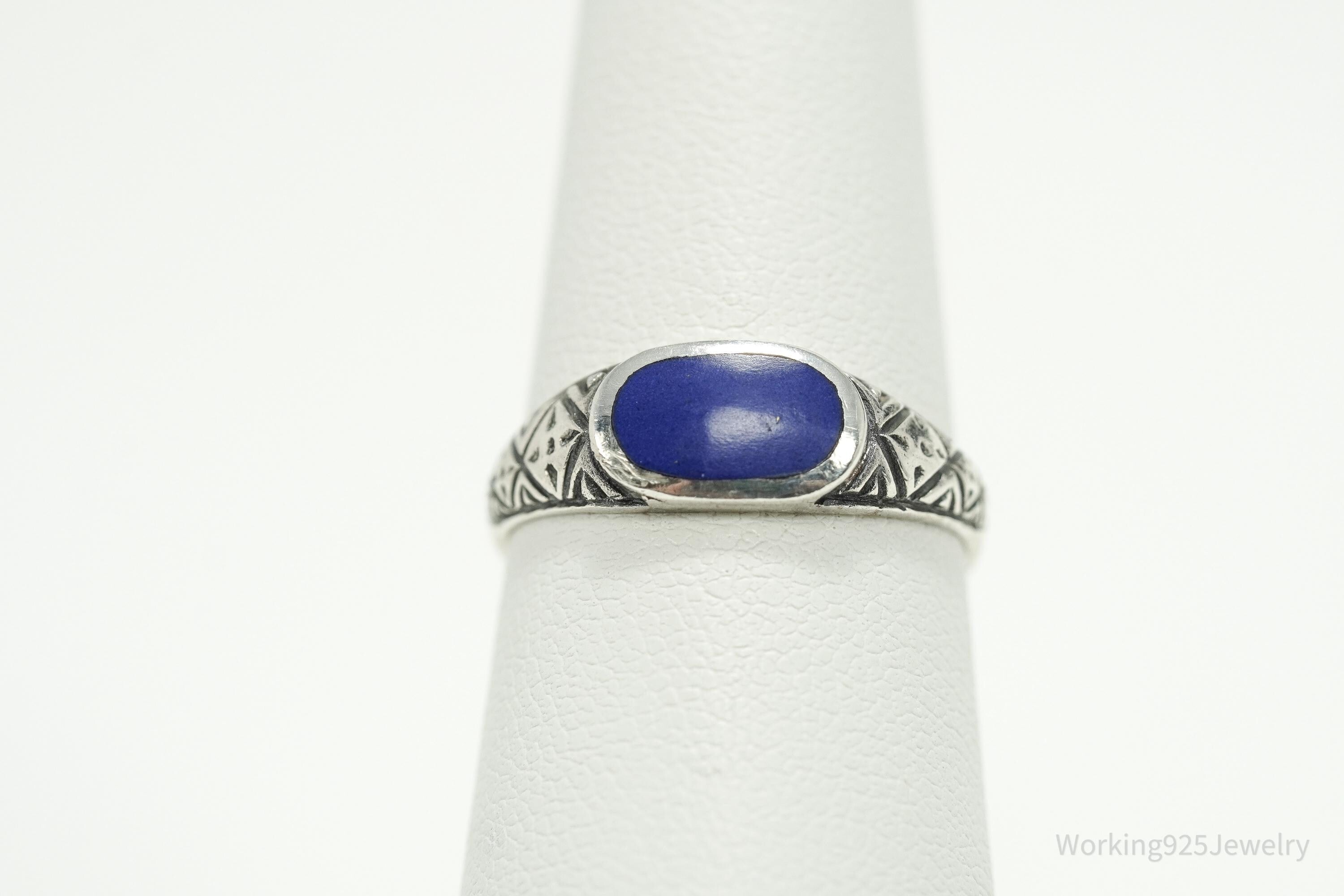 Vintage Lapis Lazuli Sterling Silver Ring - Size 6.75
