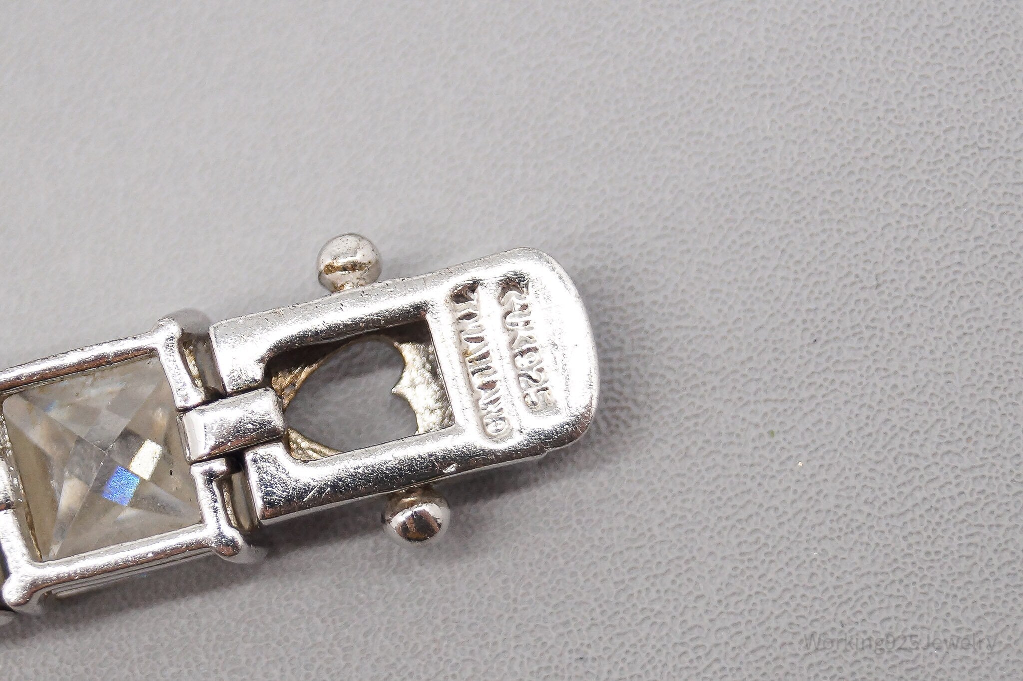 Vintage Large Cubic Zirconia Sterling Silver Tennis Bracelet - 8 1/8"