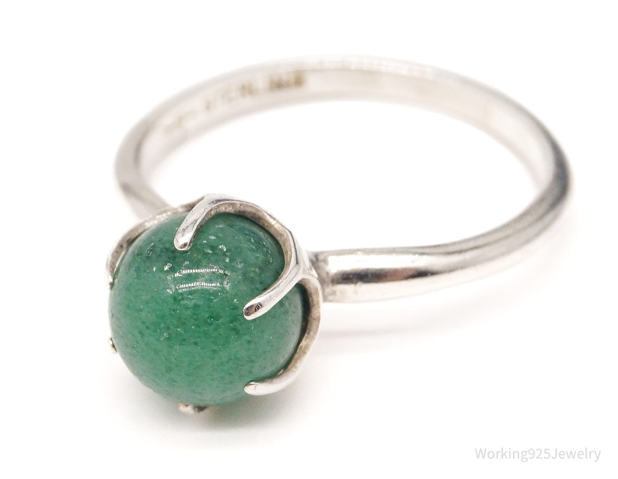 Antique Designer Uncas MFG Co Aventurine Sterling Silver Ring - Size 6.5