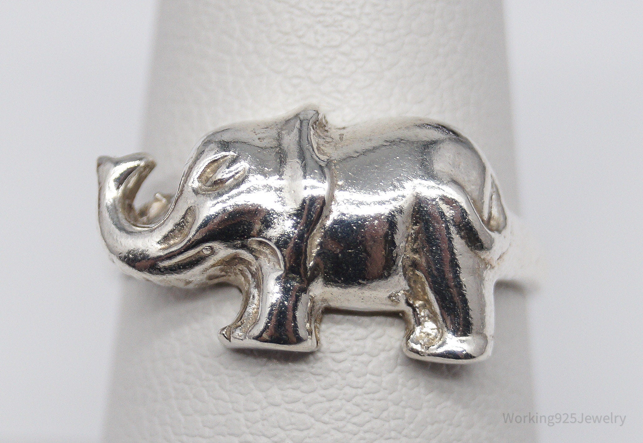 Vintage Elephant Sterling Silver Ring - Size 7.5