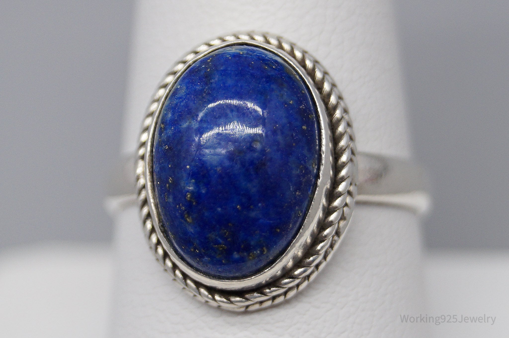 Vintage Lapis Lazuli Sterling Silver Ring - Size 9