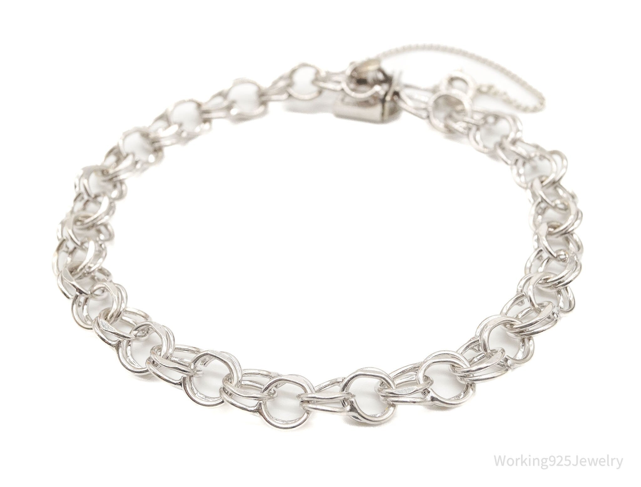 Vintage Sterling Silver Double Link Charm Bracelet