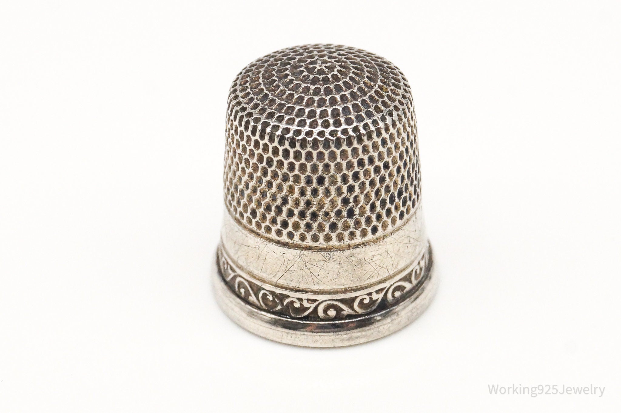 1800s Antique Stern Bros & Company Dome Sterling Silver Thimble Size 8