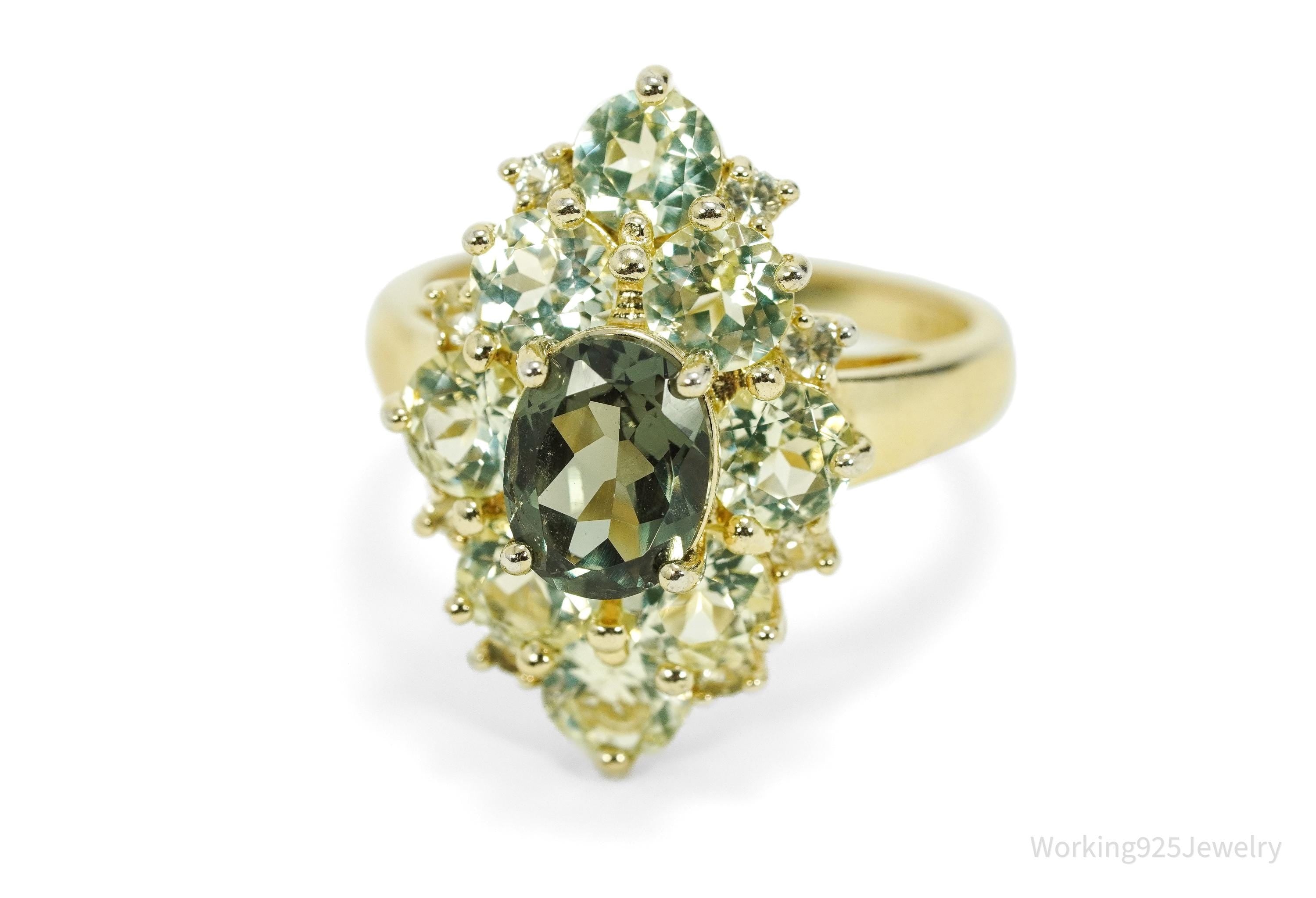 Designer Ross Simons Green Spinel Gold Over Sterling Silver Ring - Size 9