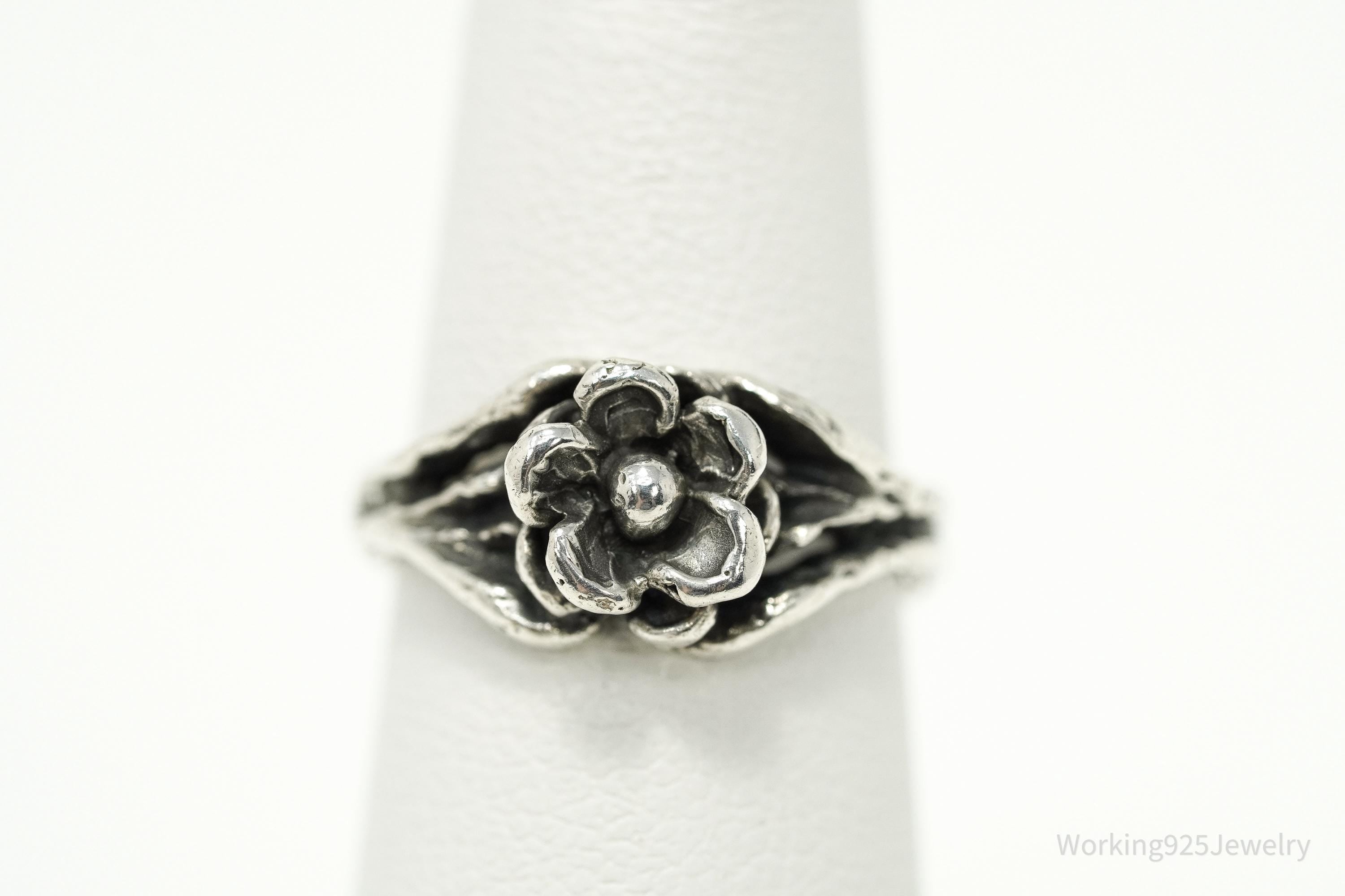 RARE Vintage JAMES AVERY Retired Flower Sterling Silver Ring Size 4.25