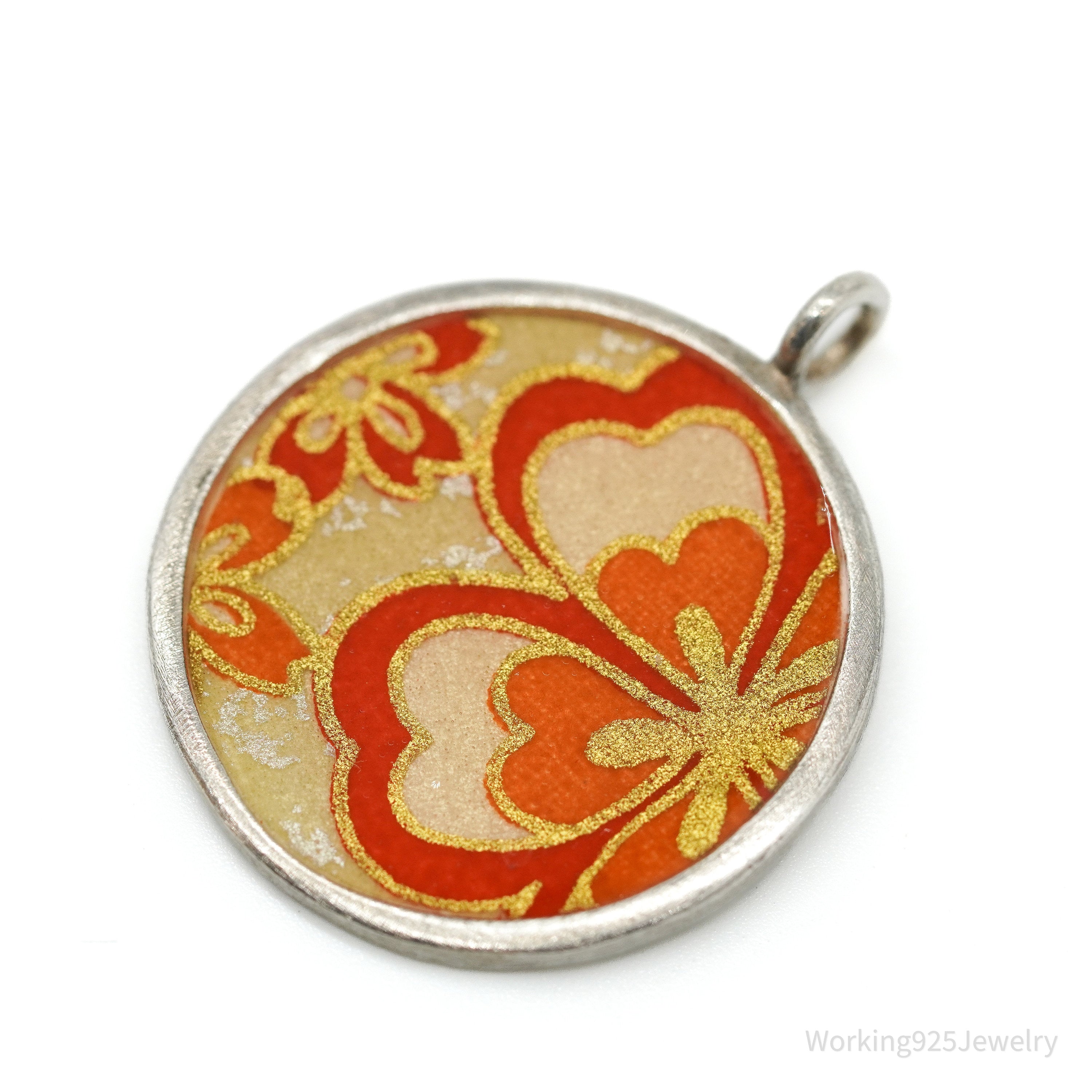 Vintage Designer S. Fleming Flowers Sterling Silver Necklace Pendant