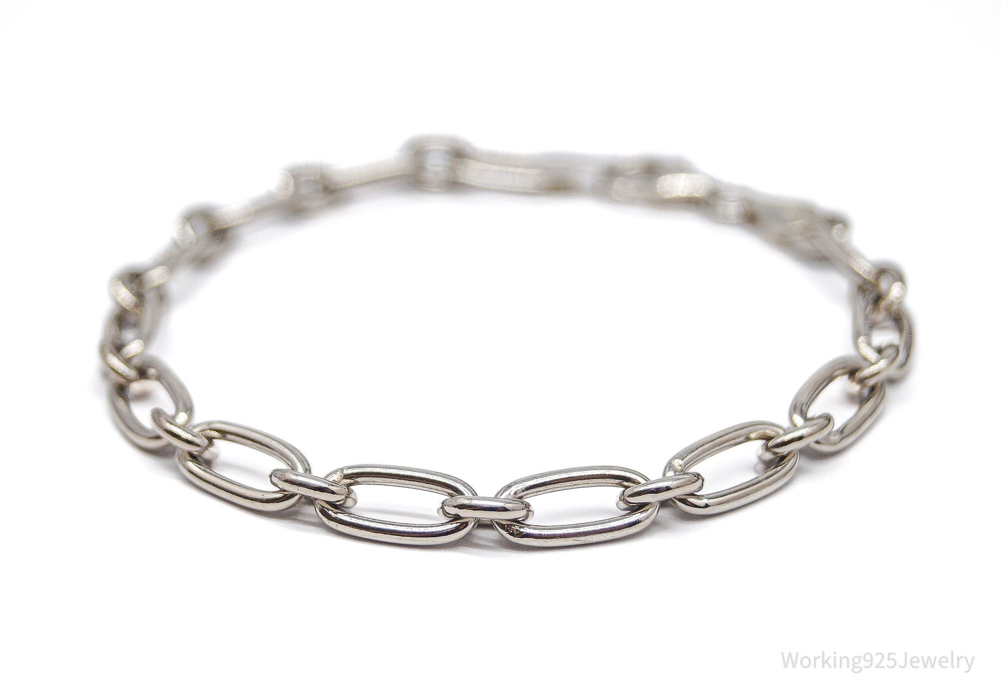 Vintage Italian Chain Link Sterling Silver Bracelet - 7.5"