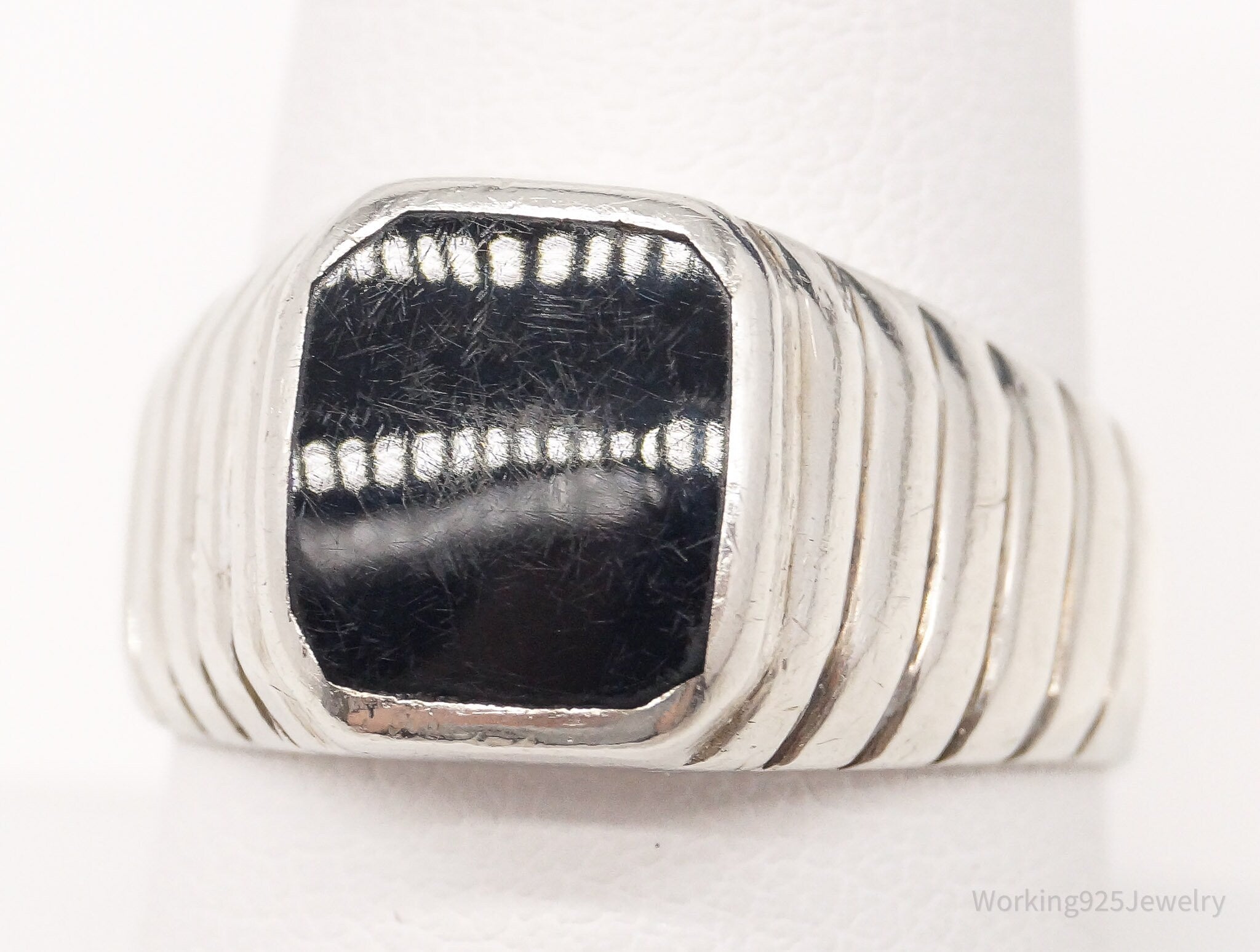 Vintage Black Onyx Sterling Silver Ring - Size 9