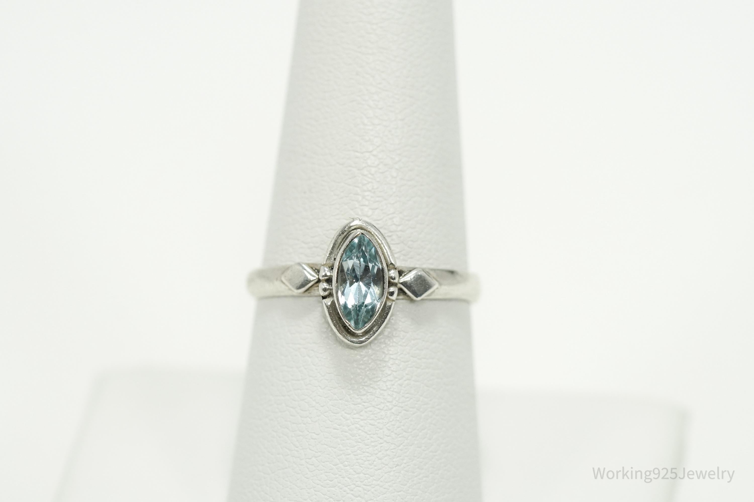 Vintage Designer Doug Paulus Blue Topaz Sterling Silver Ring - Size 8.25