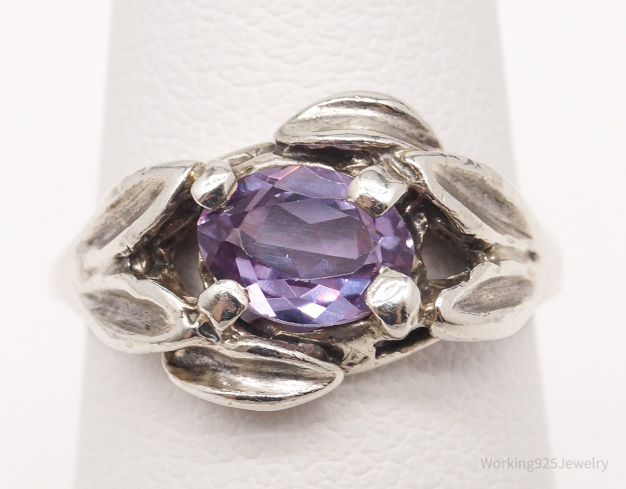 Vintage Color Changing Sapphire Silver Ring - Size 4
