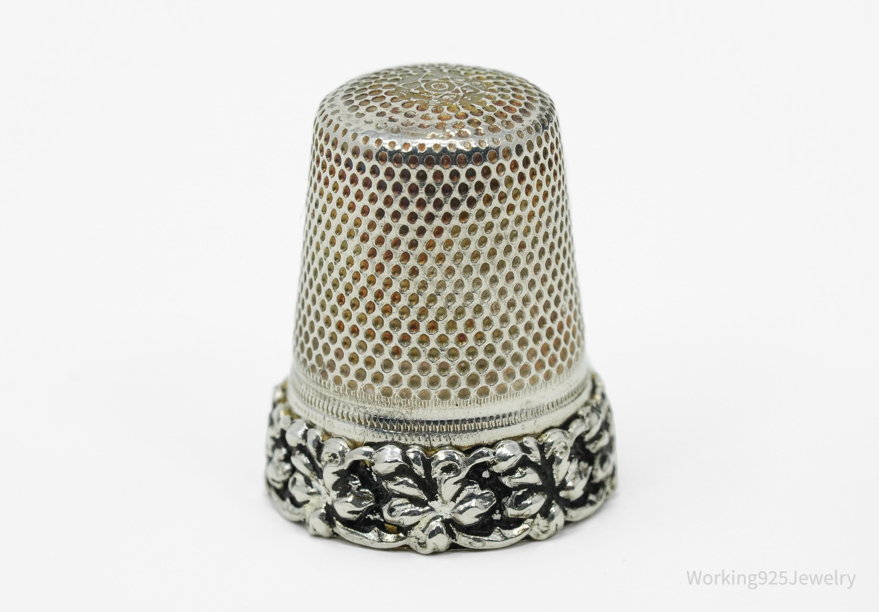Antique German Sterling Silver Thimble Size 9