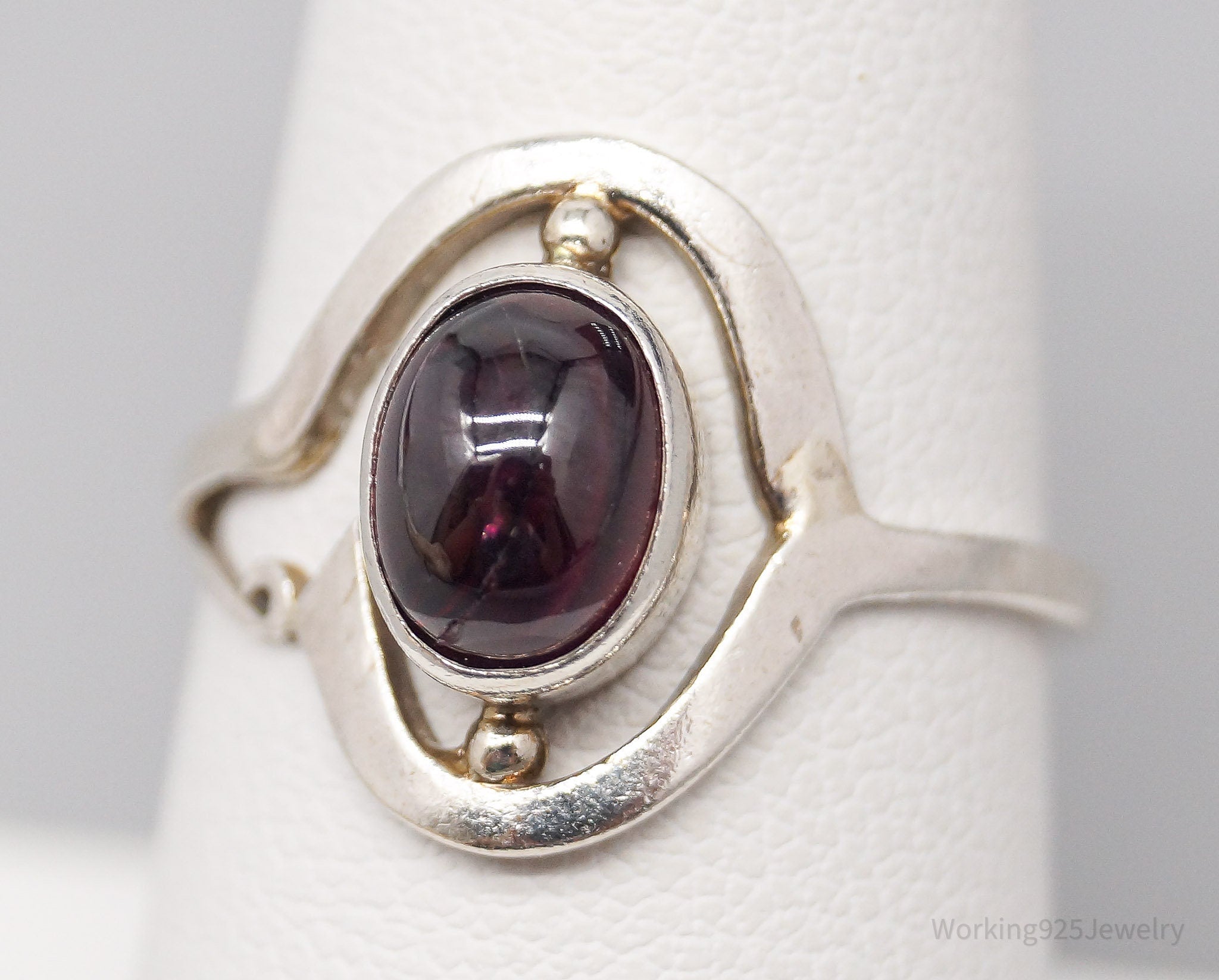 Vintage Rhodolite Garnet Sterling Silver Ring - Size 7.5