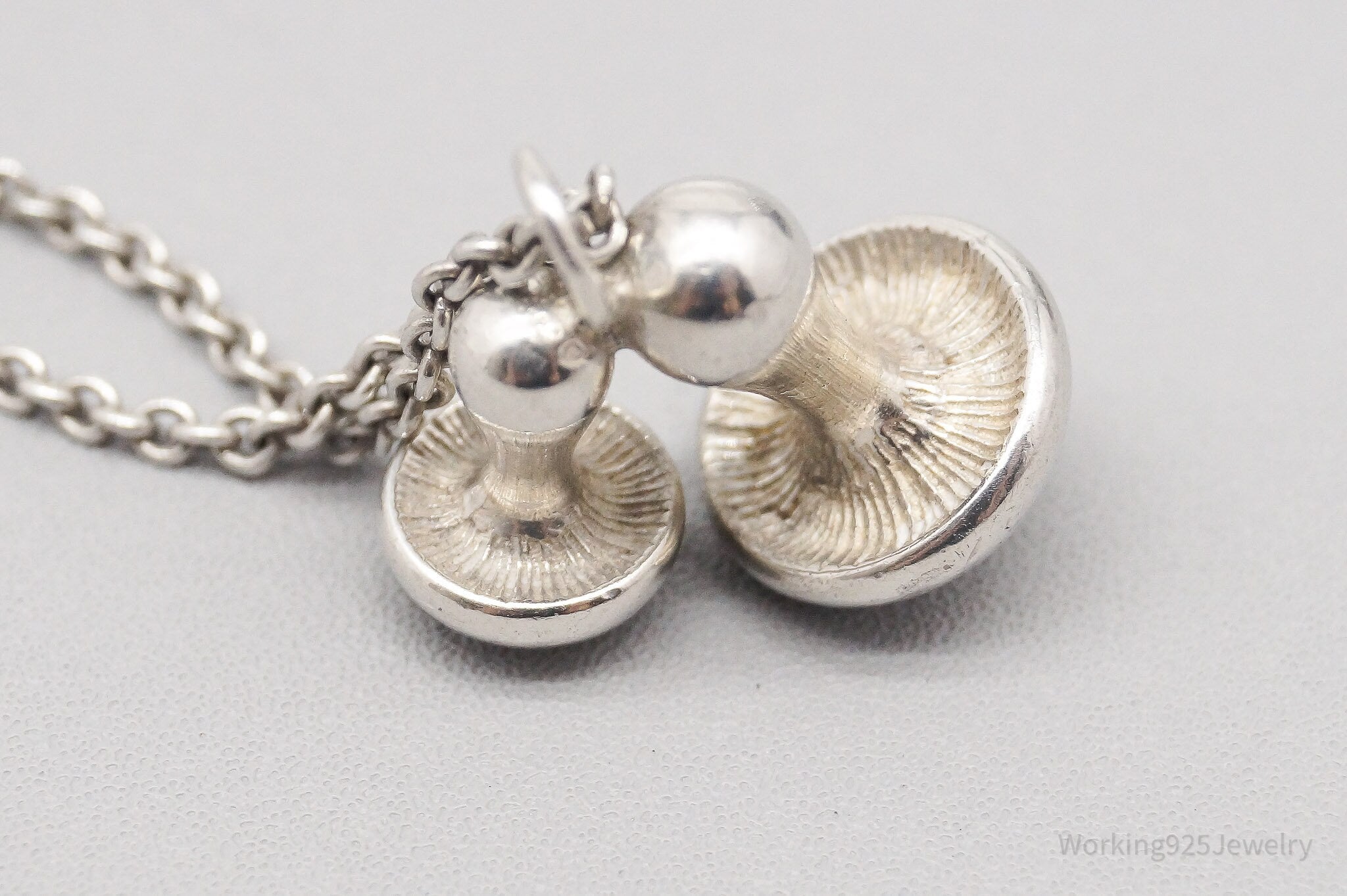 Vintage Mushrooms Sterling Silver Necklace 19"