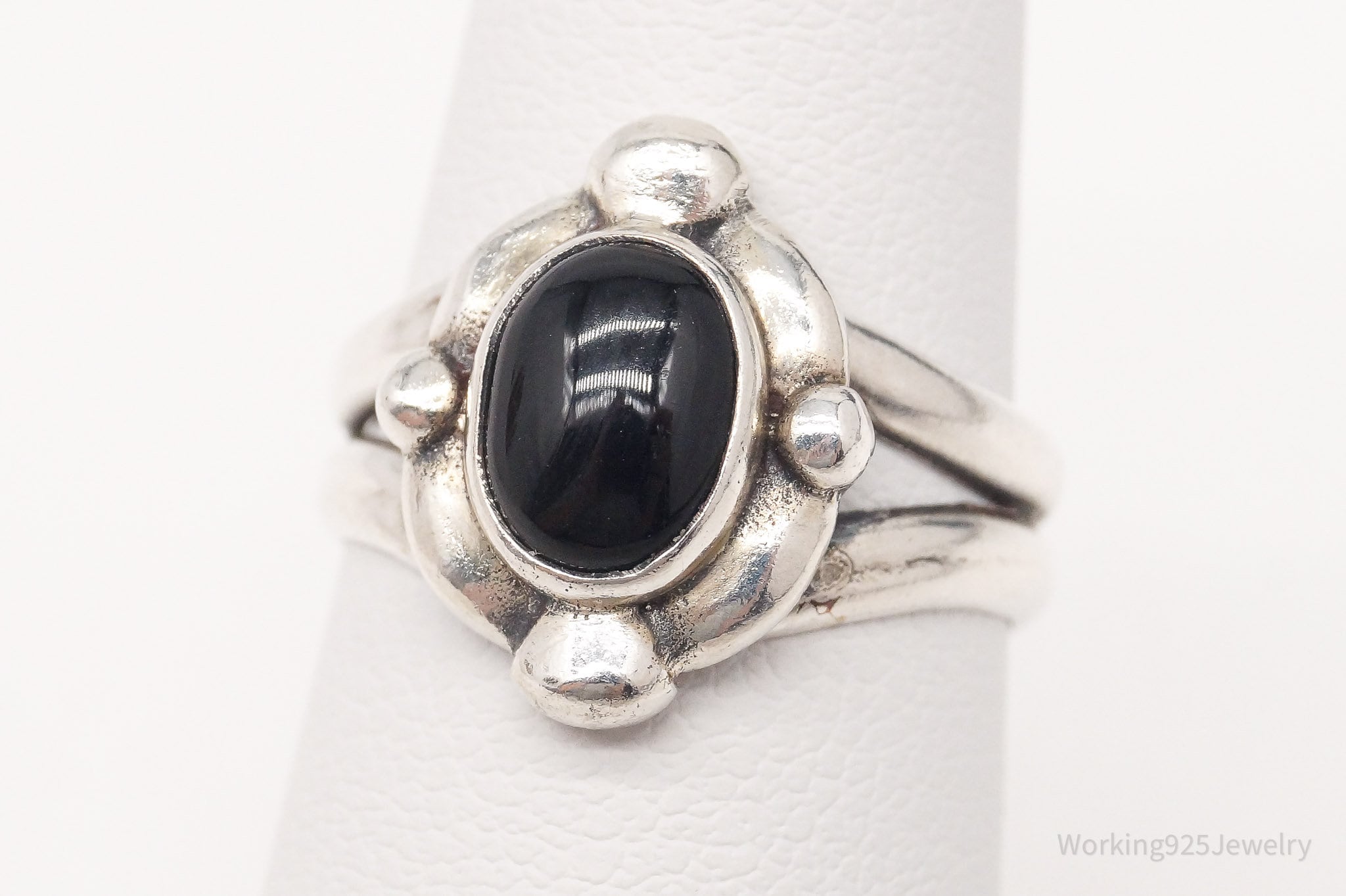 Vintage Designer BOMA Black Onyx Sterling Silver Ring - Size 5.5